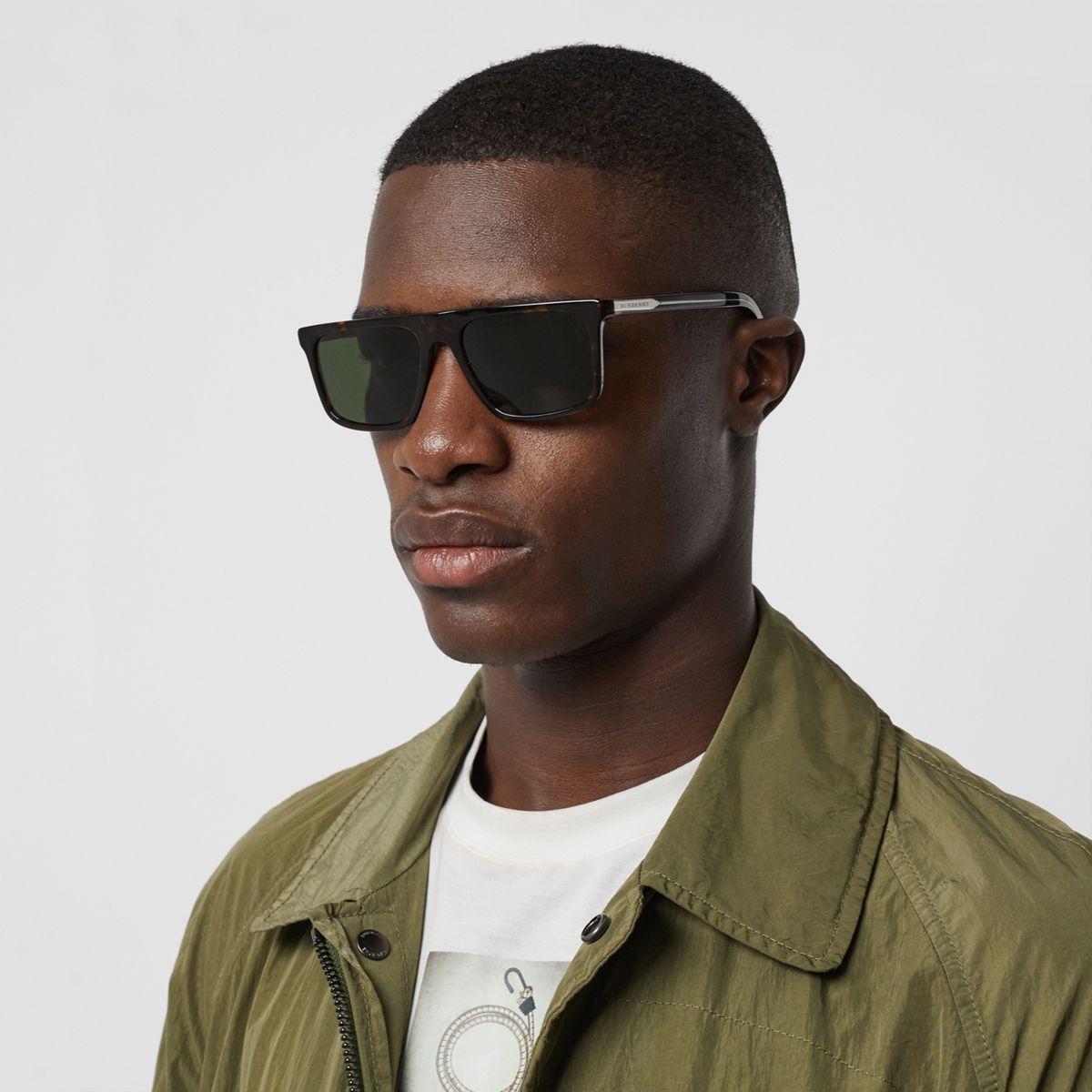 Burberry Straight-brow Sunglasses in Green for Men | Lyst