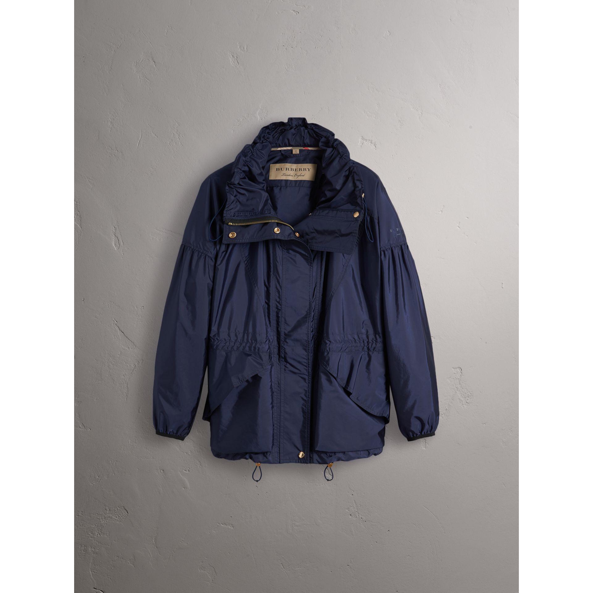 Burberry Synthetic Packaway Hood Lightweight Rain Jacket In Bright Navy