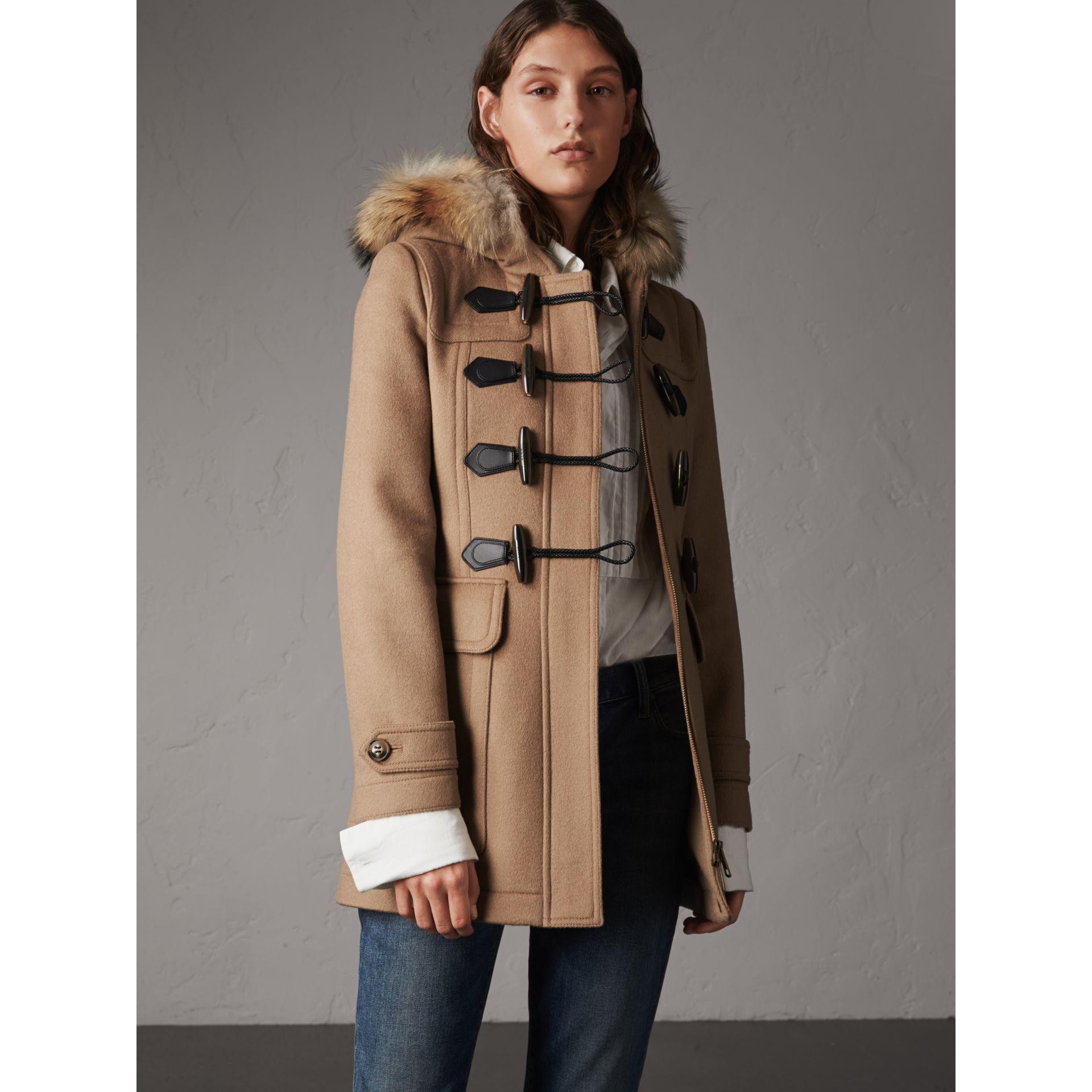 Burberry Fitted Wool Duffle Coat New Camel in Natural - Lyst