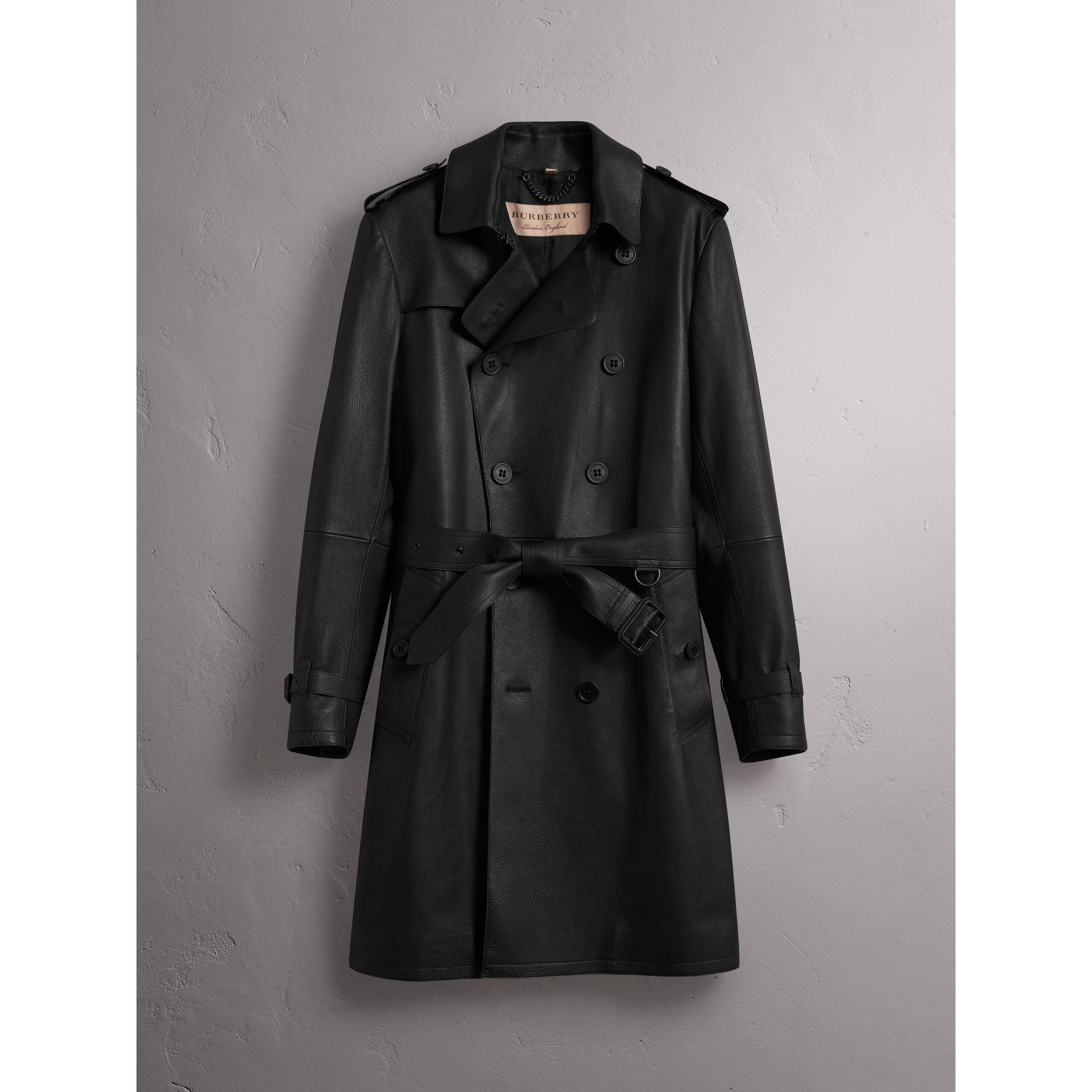 Burberry Leather Lambskin Trench Coat - Men | in Black for Men | Lyst