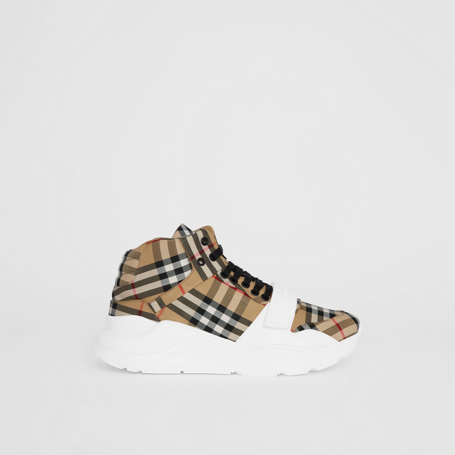 Burberry Vintage Check High-top Sneakers in White for Men