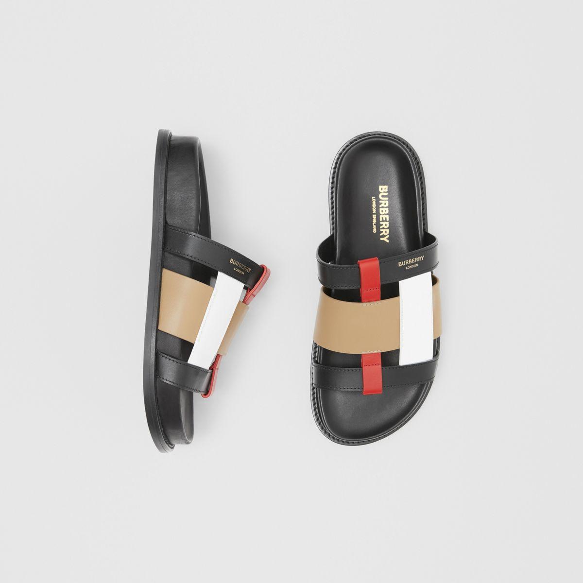 burberry colorblock leather slides