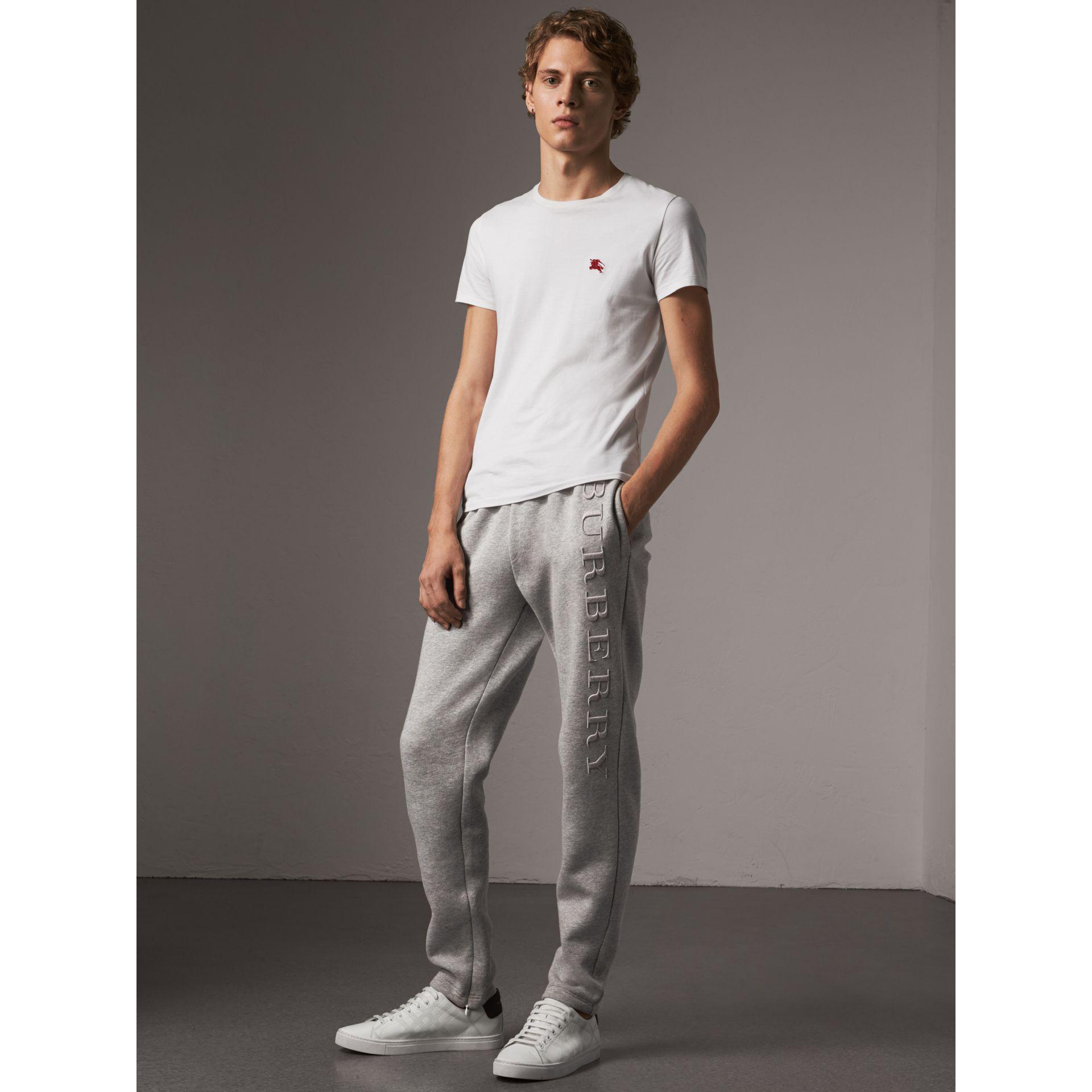 Burberry Embroidered Jersey Sweatpants in Pale Grey Melange (Gray) for Men  | Lyst