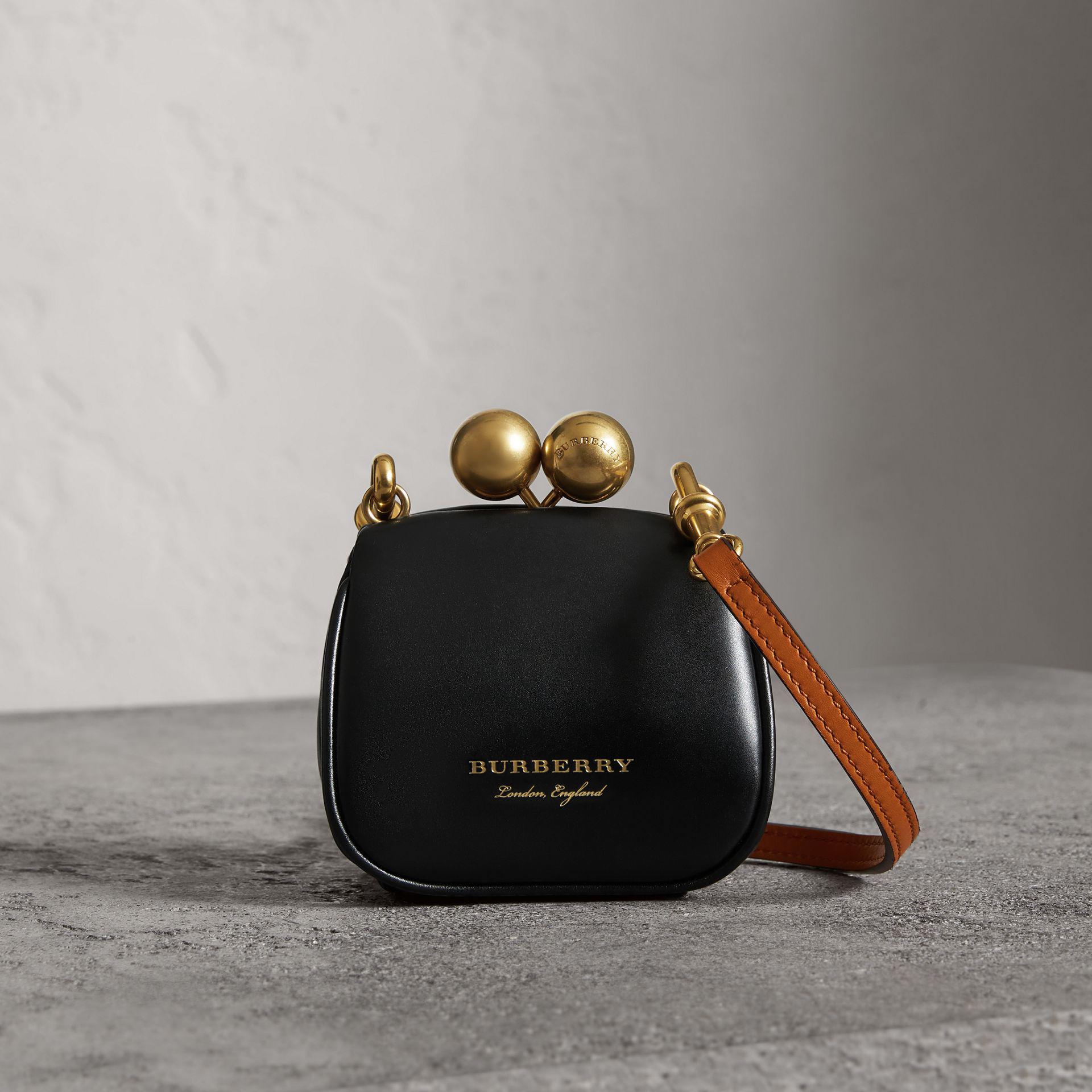 Burberry Mini Two-tone Leather Frame Bag in Black | Lyst