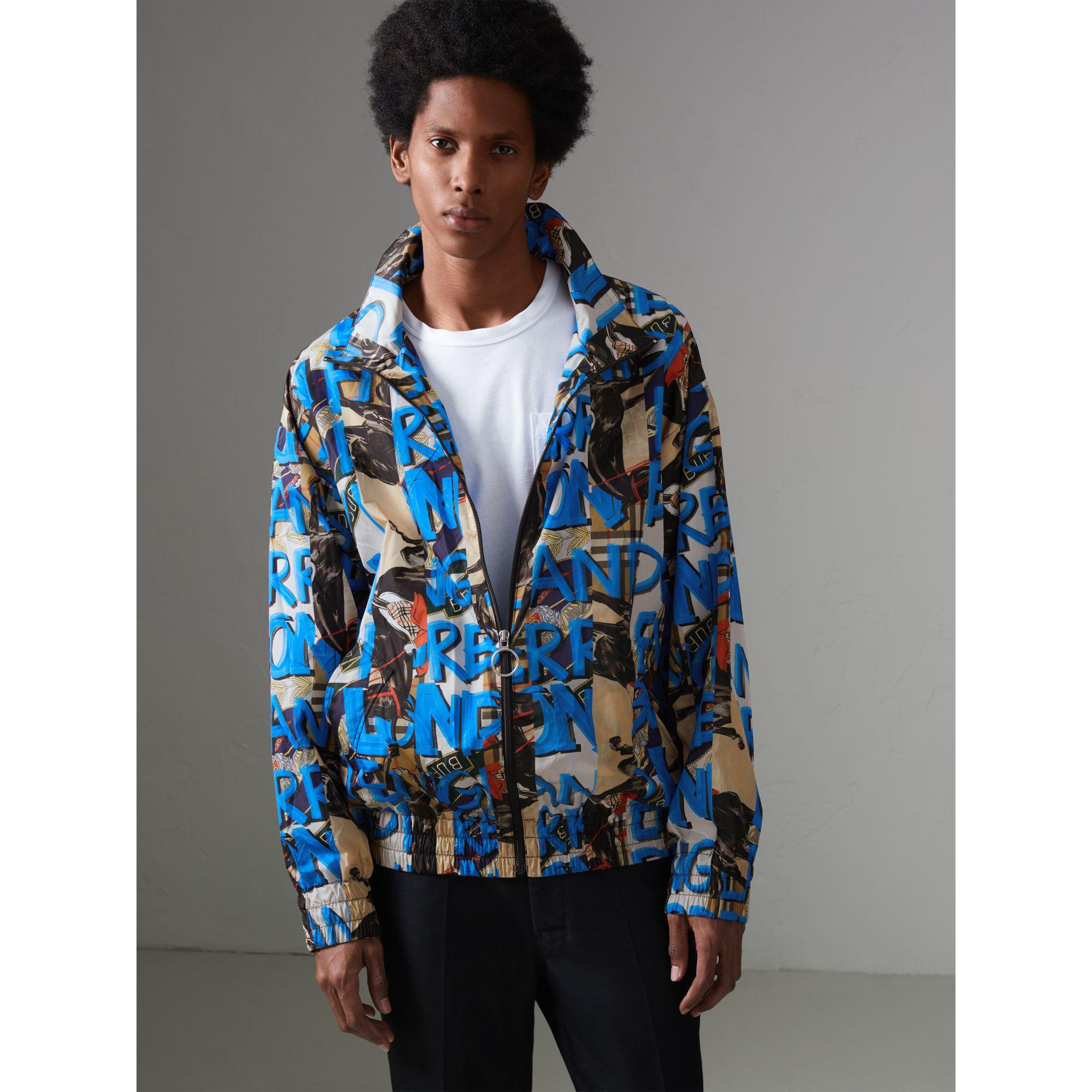 Burberry Graffiti-print Shell Jacket in Antique Yellow (Blue) for 
