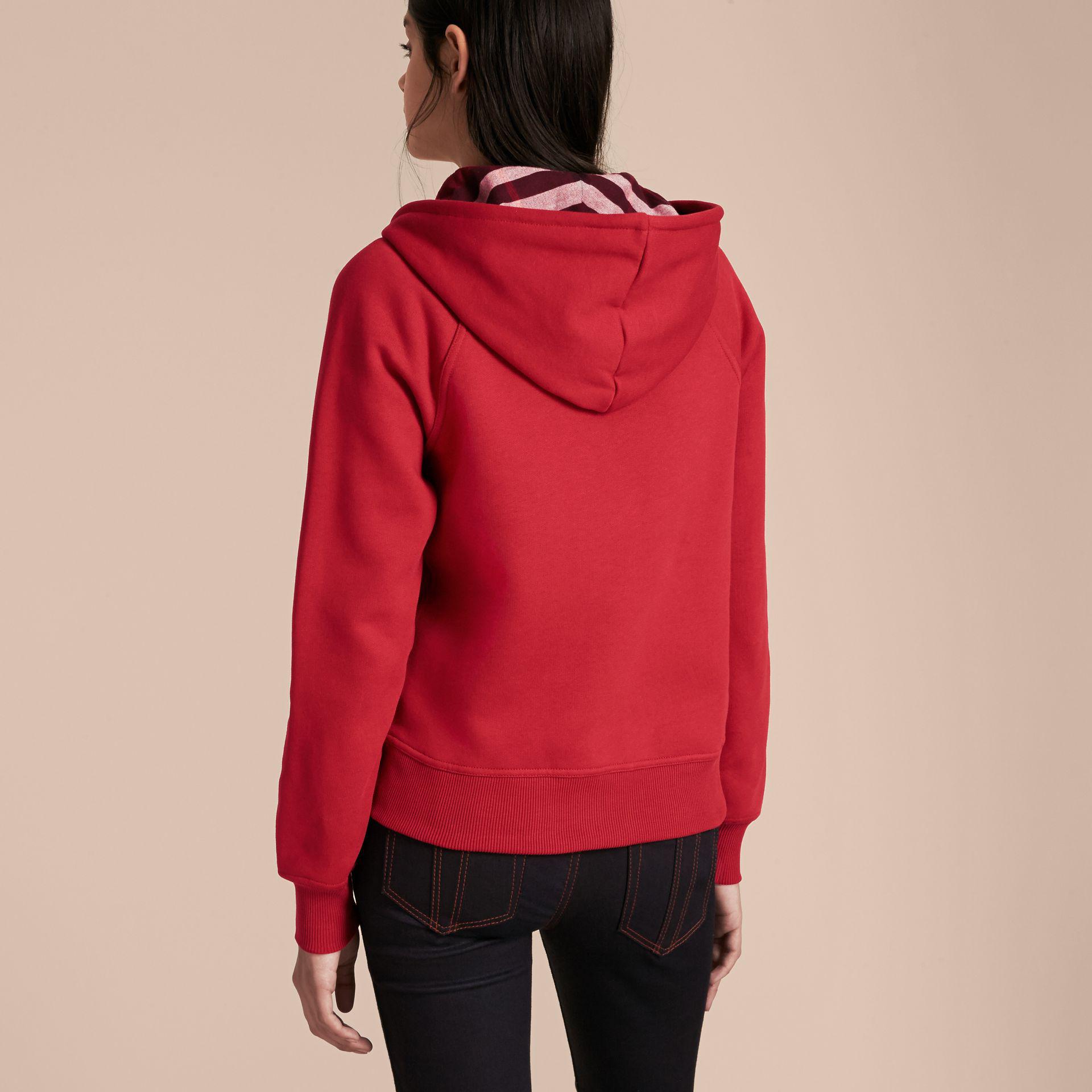 Burberry Hooded Zip-front Cotton Blend Sweatshirt Parade Red | Lyst