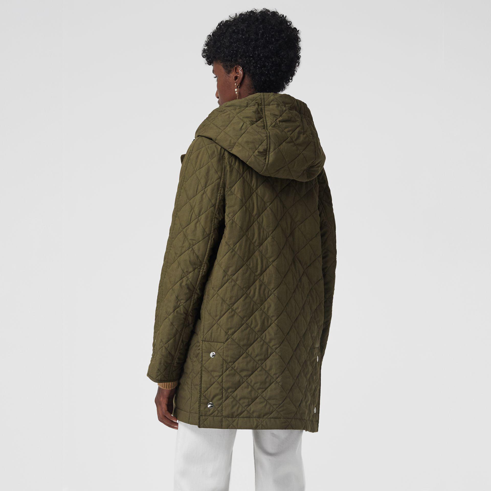 diamond quilted oversized hooded parka