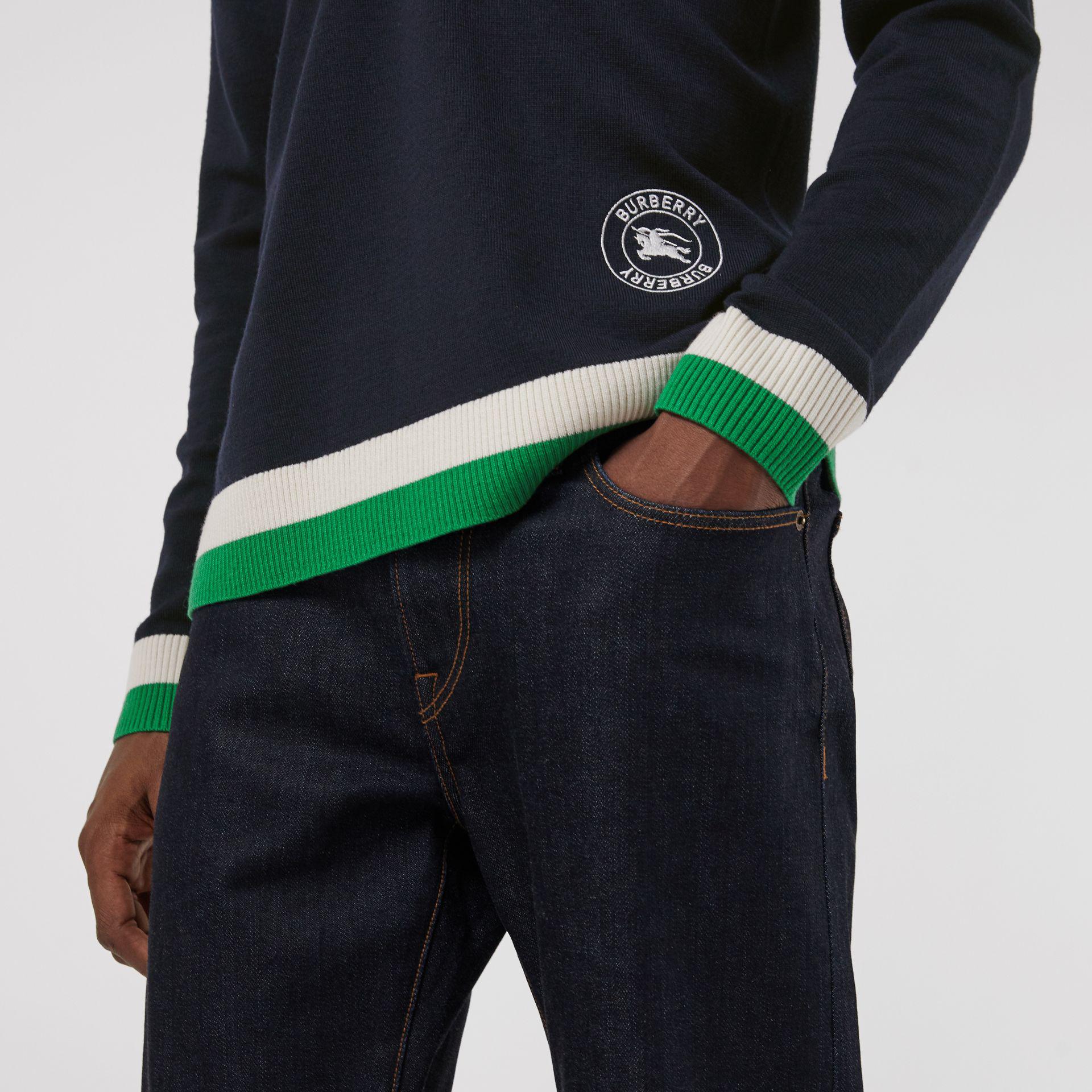 Download Burberry Stripe Detail Merino Wool Long-sleeve Polo Shirt ...