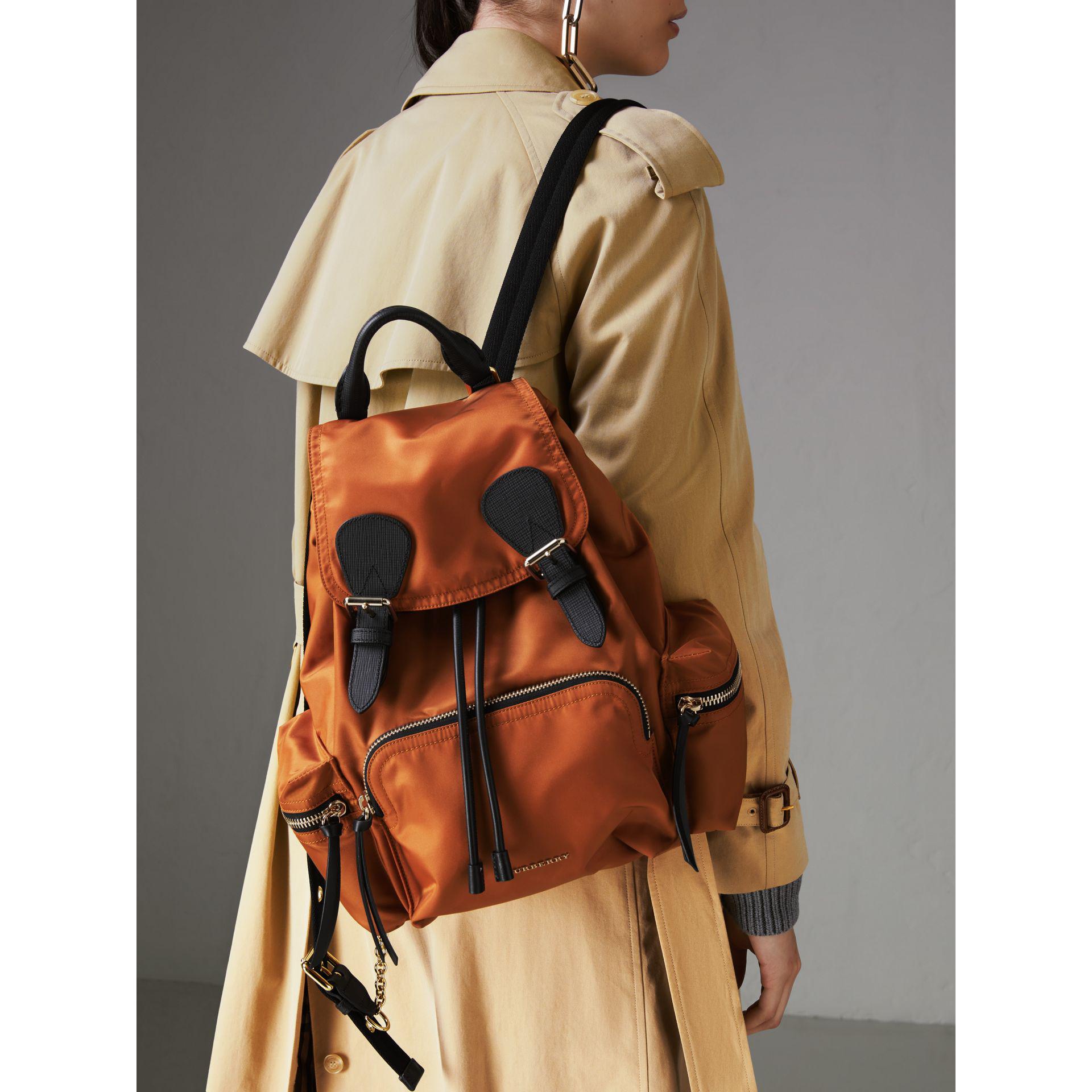 the medium rucksack in technical nylon and leather