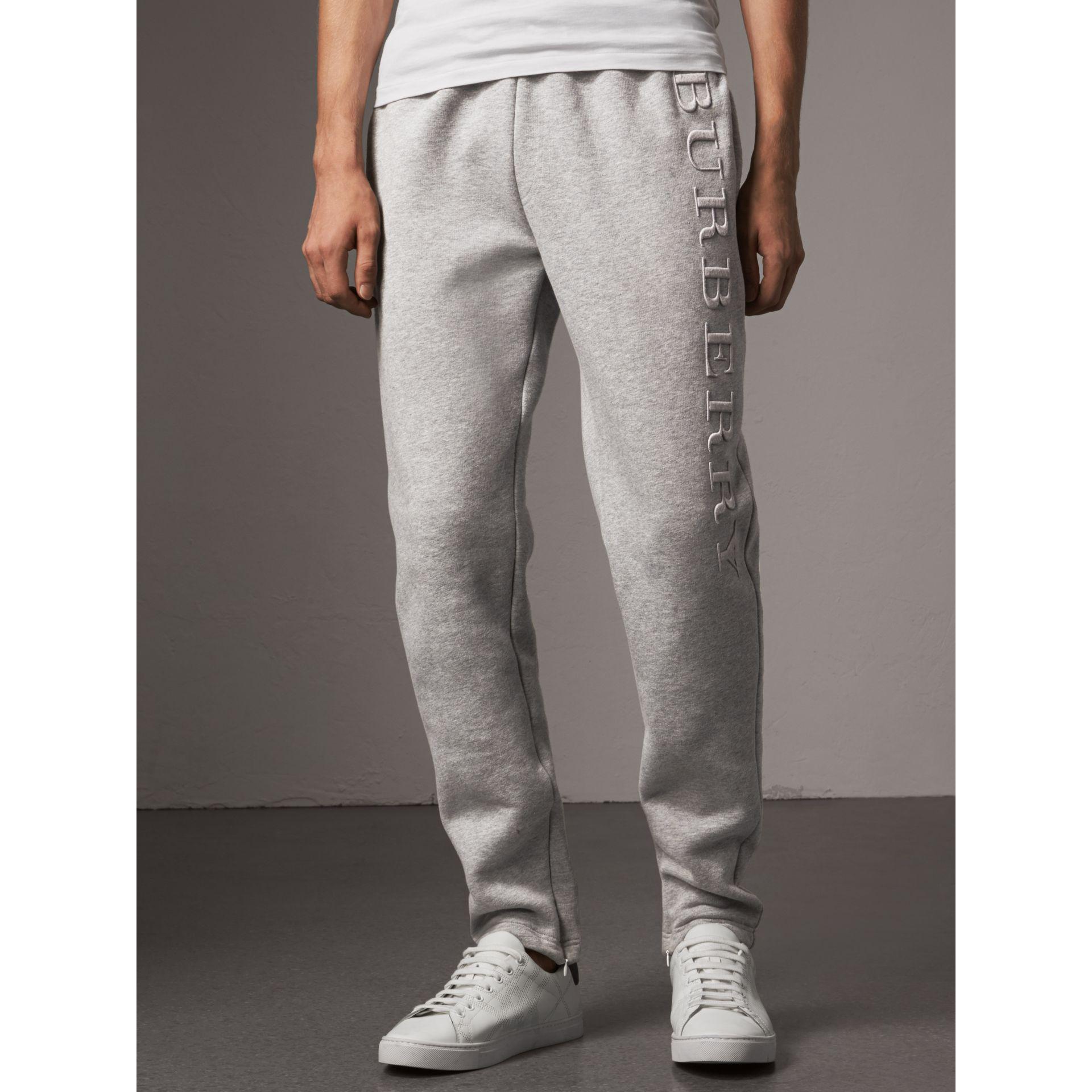 Burberry Embroidered Jersey Sweatpants in Pale Grey Melange (Grey) for Men  - Lyst