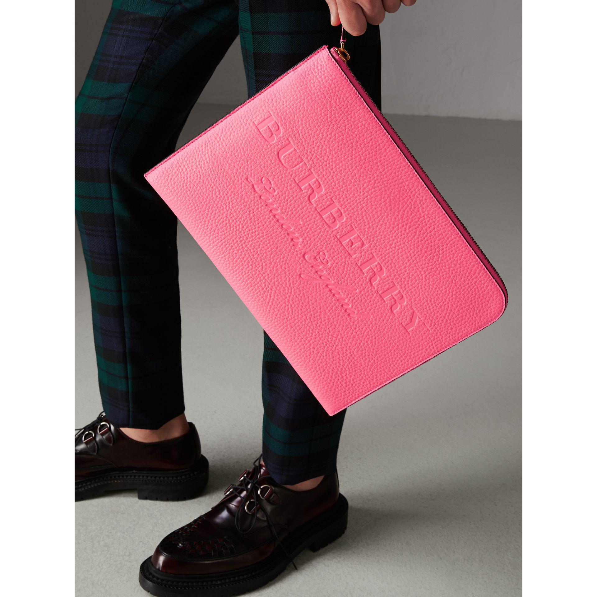 Burberry Embossed Leather Document Case in Neon Pink (Pink) for Men - Lyst