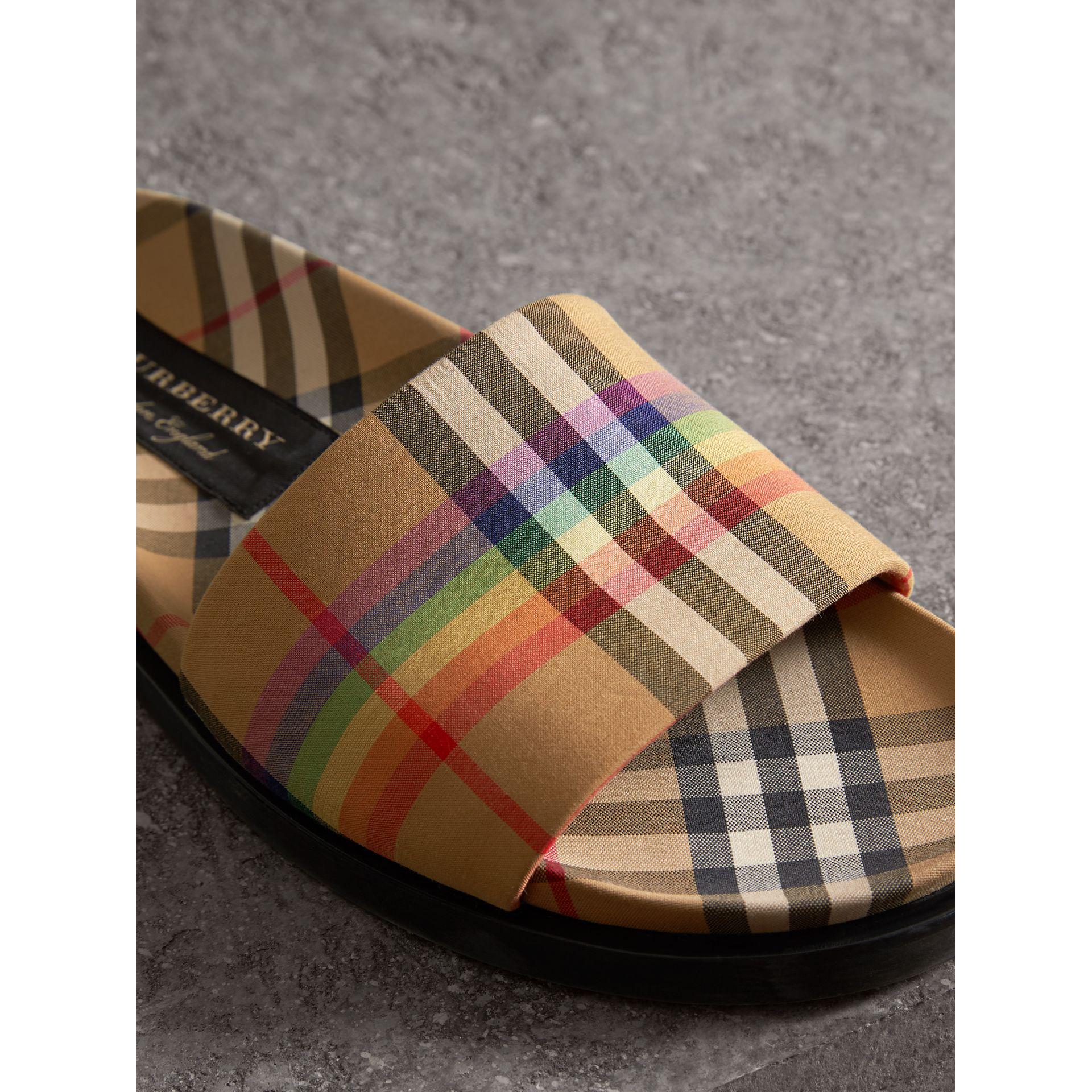 Burberry Cotton Rainbow Vintage Check Slides | Lyst