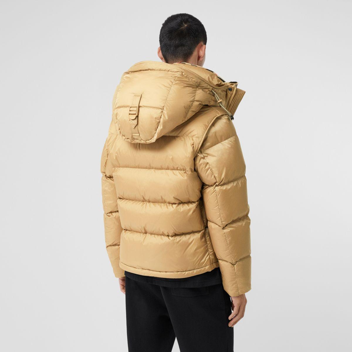 Burberry Detachable Sleeve Hooded Puffer Jacket in Natural for Men | Lyst