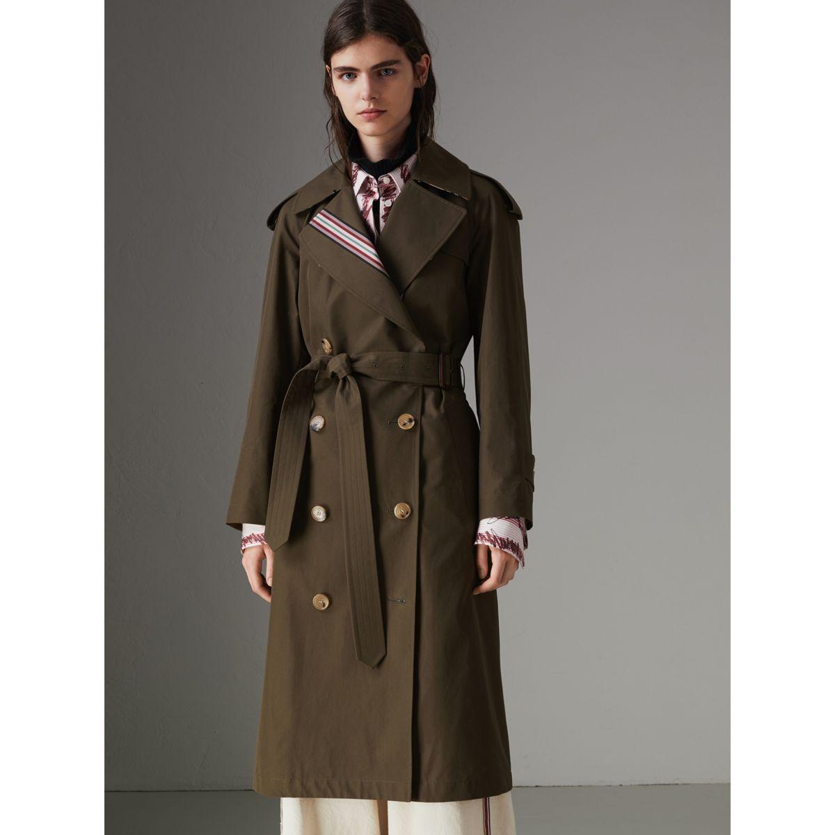 Striped ribbon gabardine oversized trench coat on sale