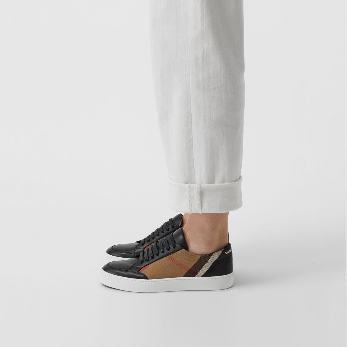 burberry salmond leather and fabric sneakers