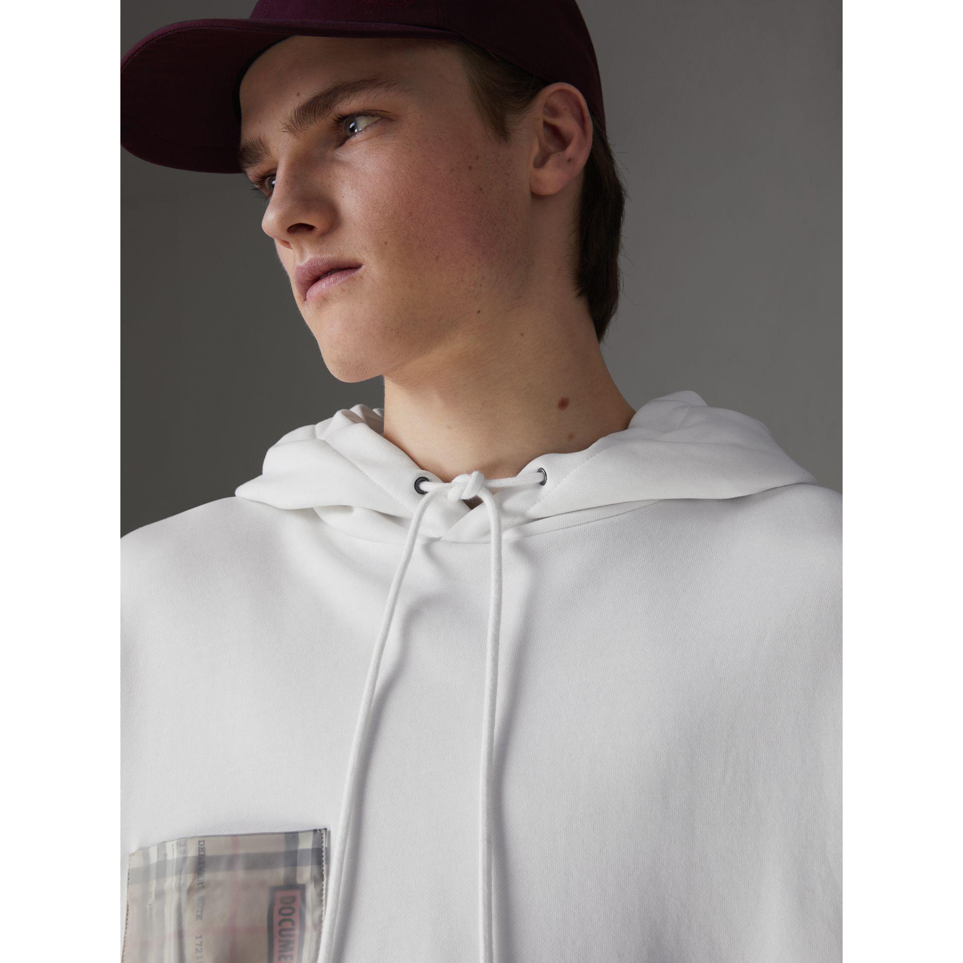 ticket print pocket cotton jersey hoodie