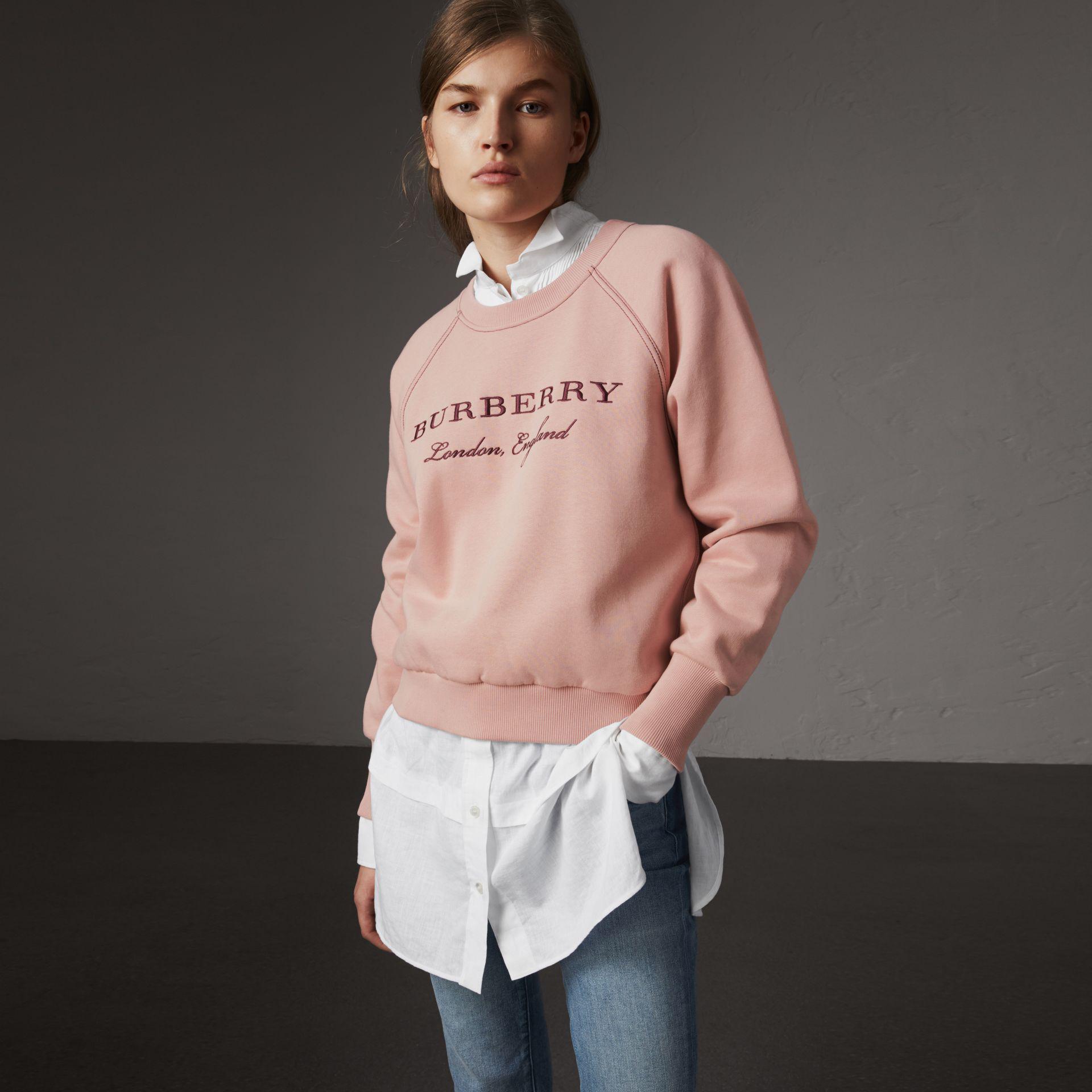 burberry embroidered cotton blend jersey sweatshirt