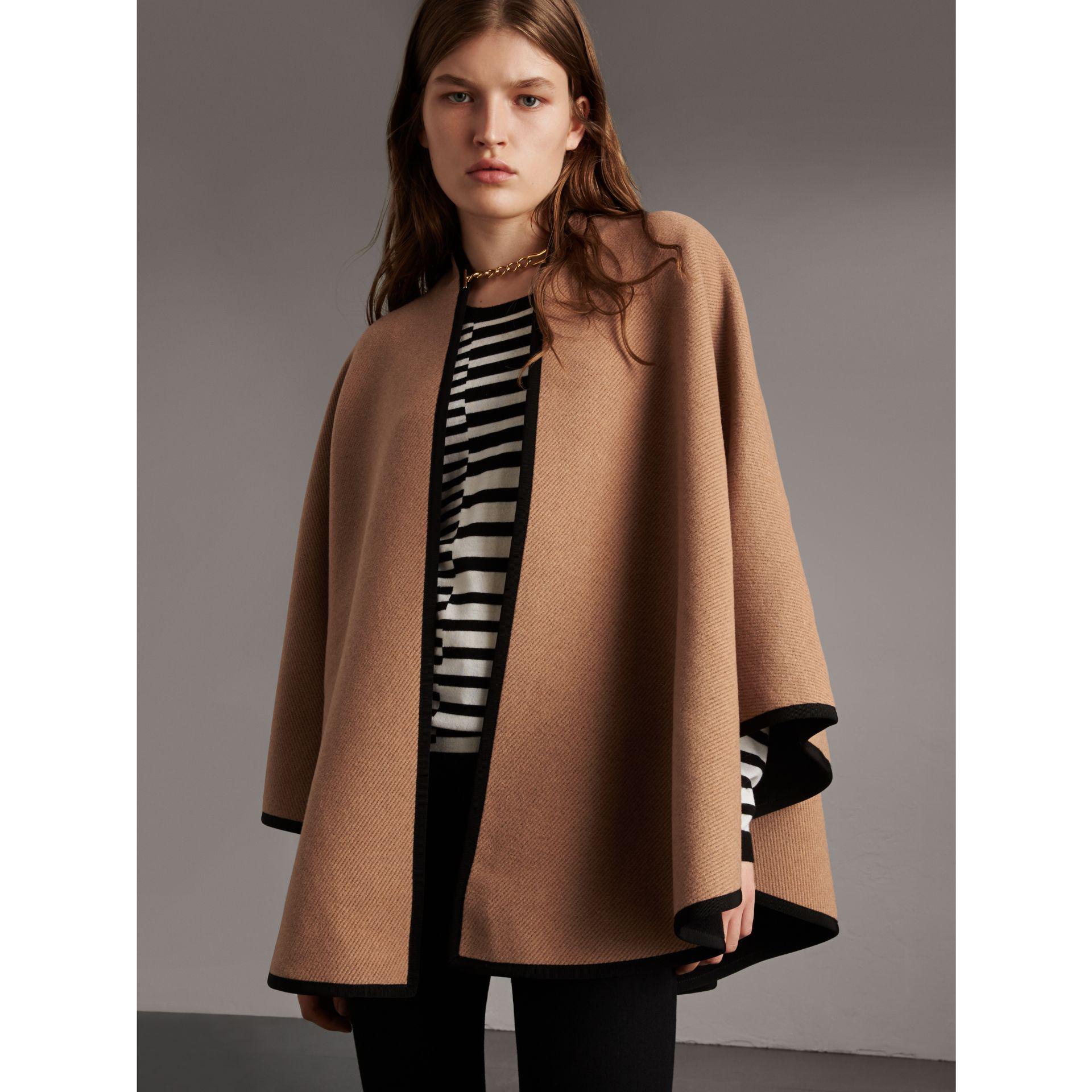 Burberry Wool Cashmere Military Cape Camel/black - Lyst