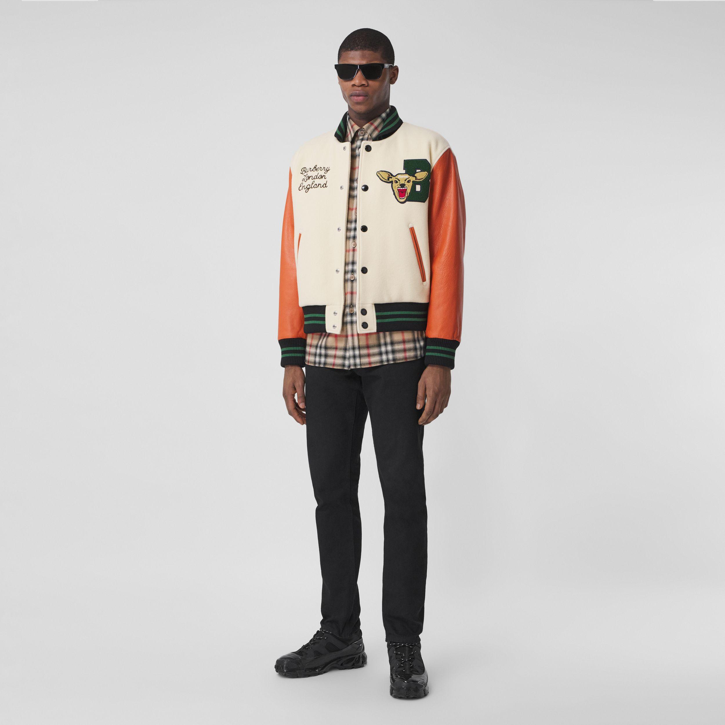 Burberry Varsity Graphic Wool And Leather Bomber Jacket for Men | Lyst  Canada