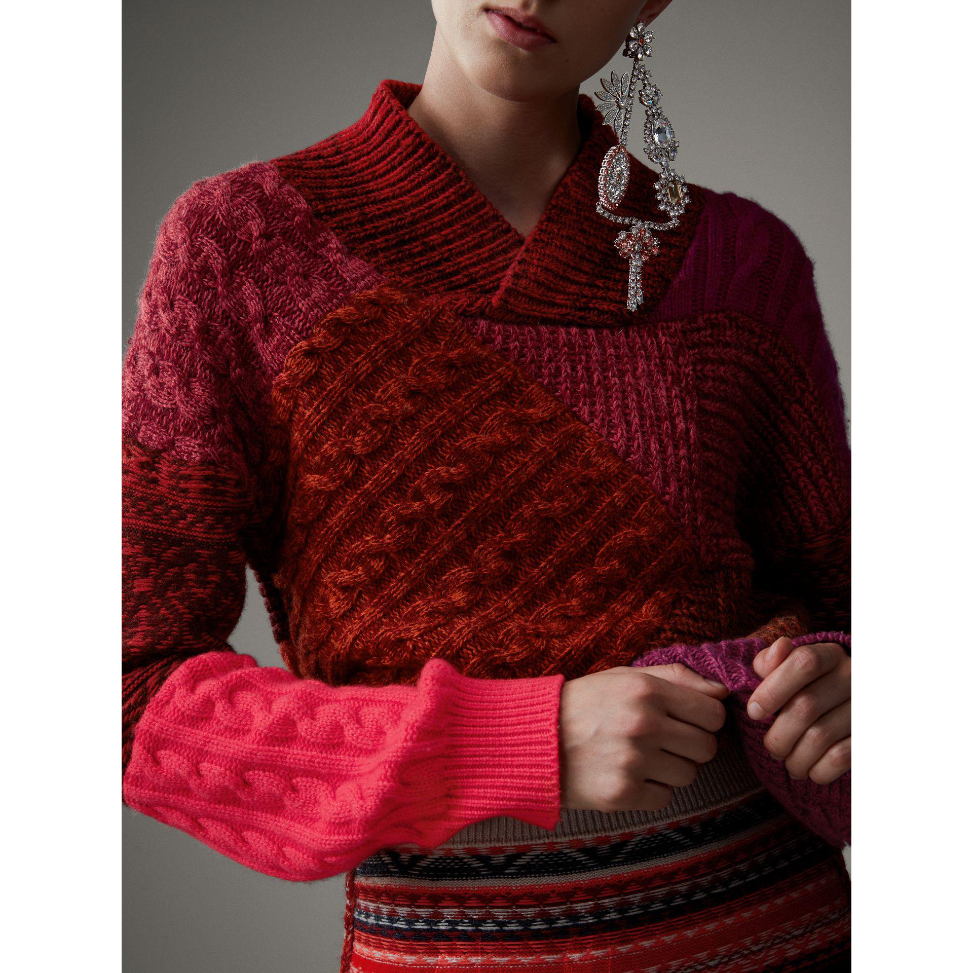 Lyst Burberry Cashmere Wool Patchwork Sweater in Red