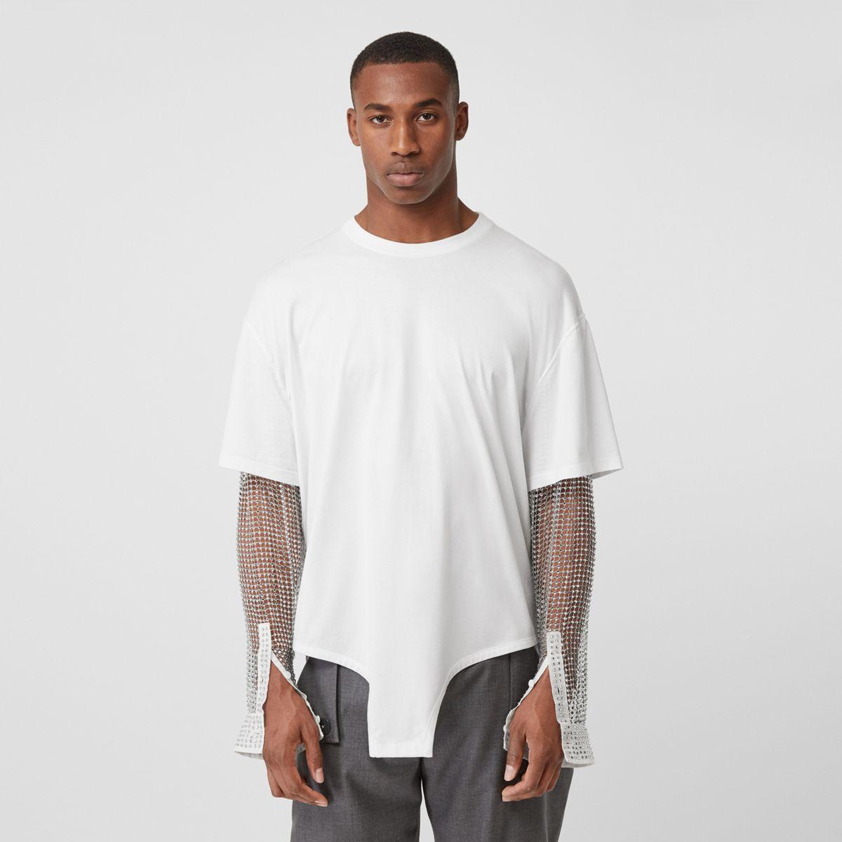 Burberry Crystal Sleeve Cut-out Hem Cotton Oversized T-shirt in White for  Men | Lyst