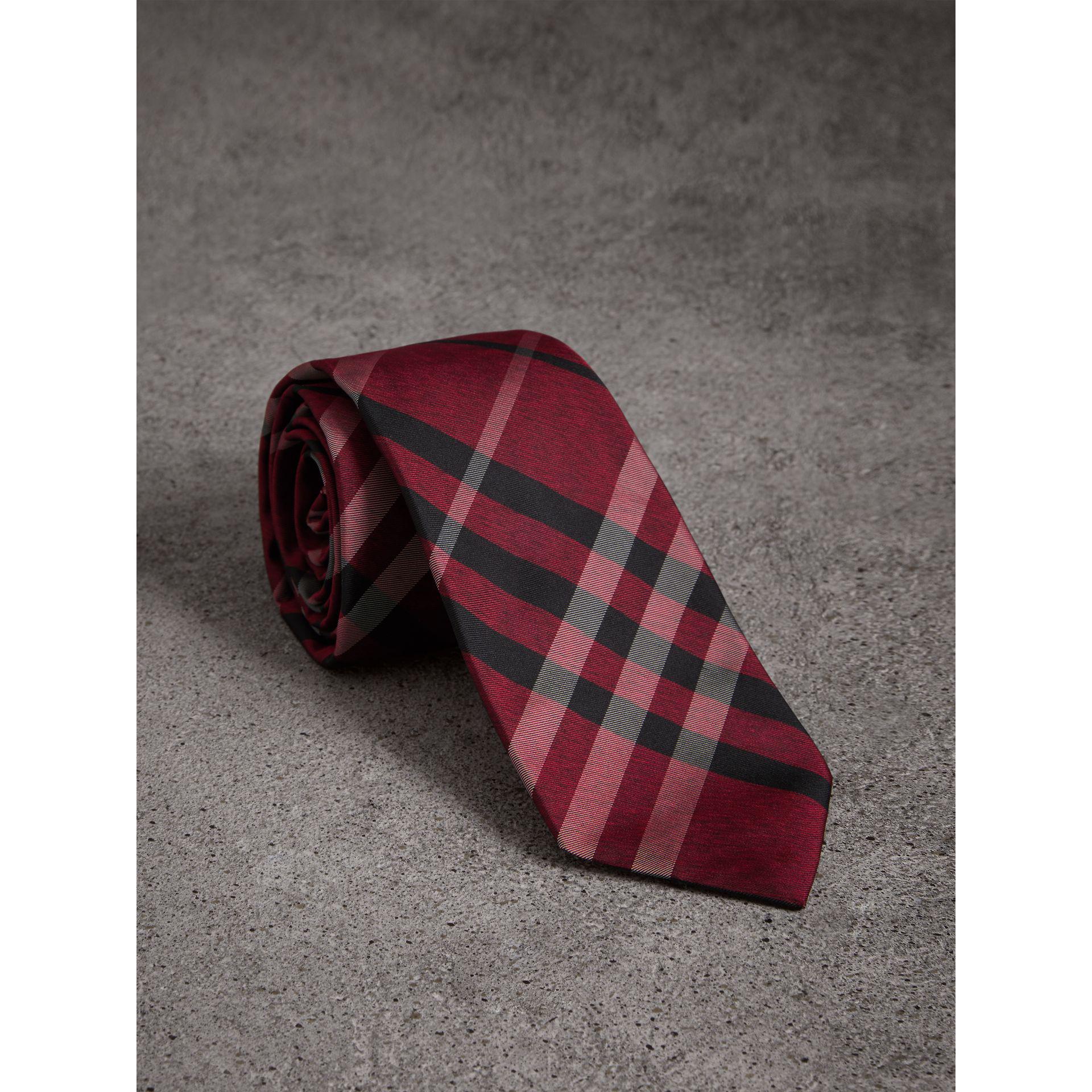Burberry Modern Cut Check Silk Tie in Red for Men | Lyst