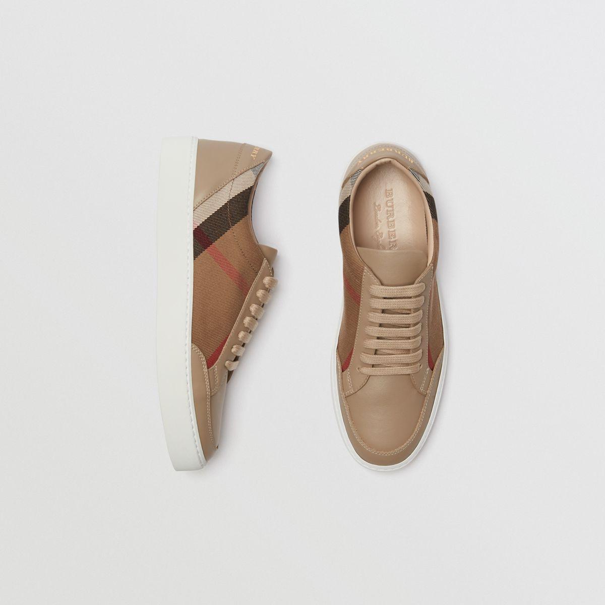 burberry leather and house check sneakers