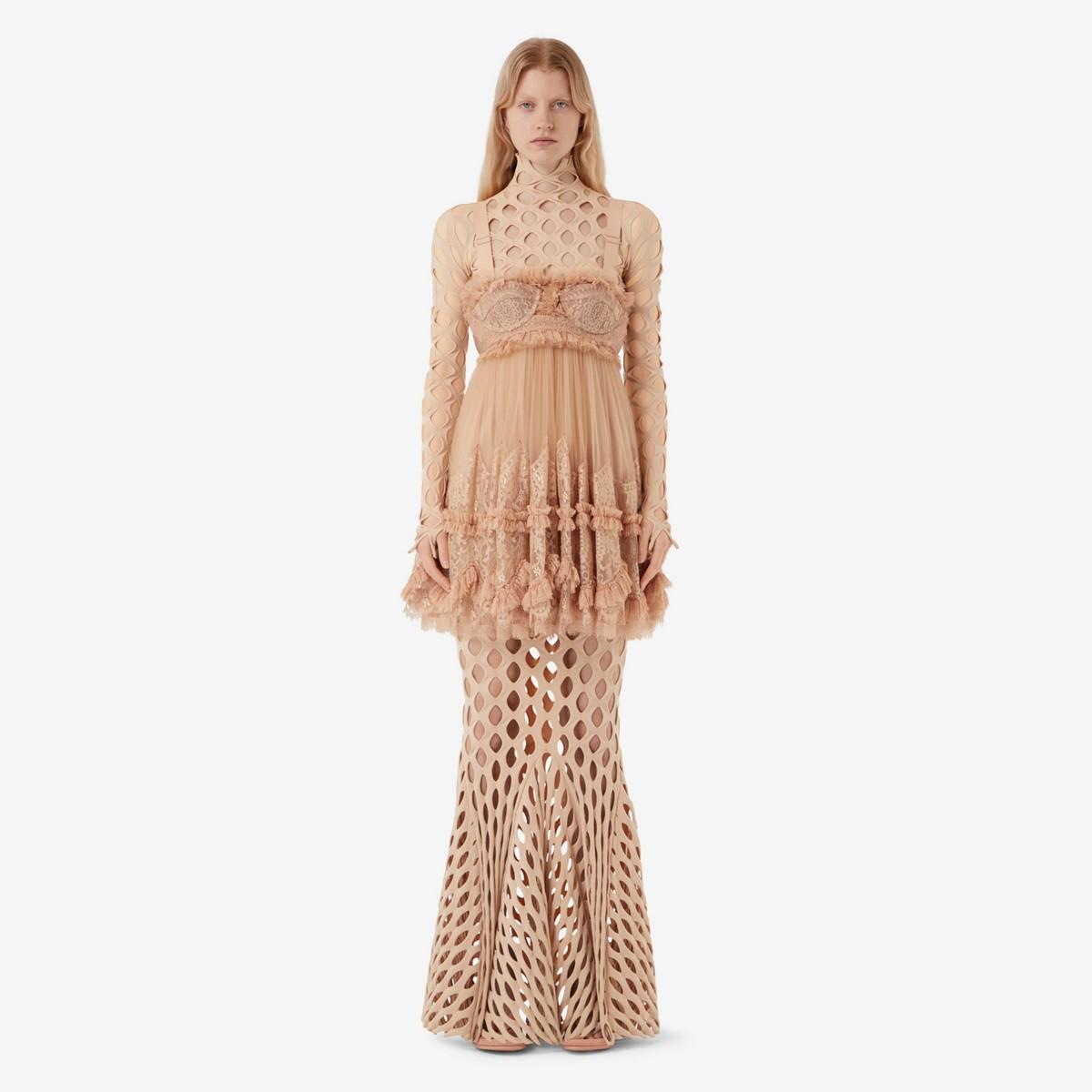 BURBERRY★素敵！Nude RUNWAY Tull / Lace Baby Doll Dress Burberry Tulle And Lace Baby Doll Dress in Natural | Lyst