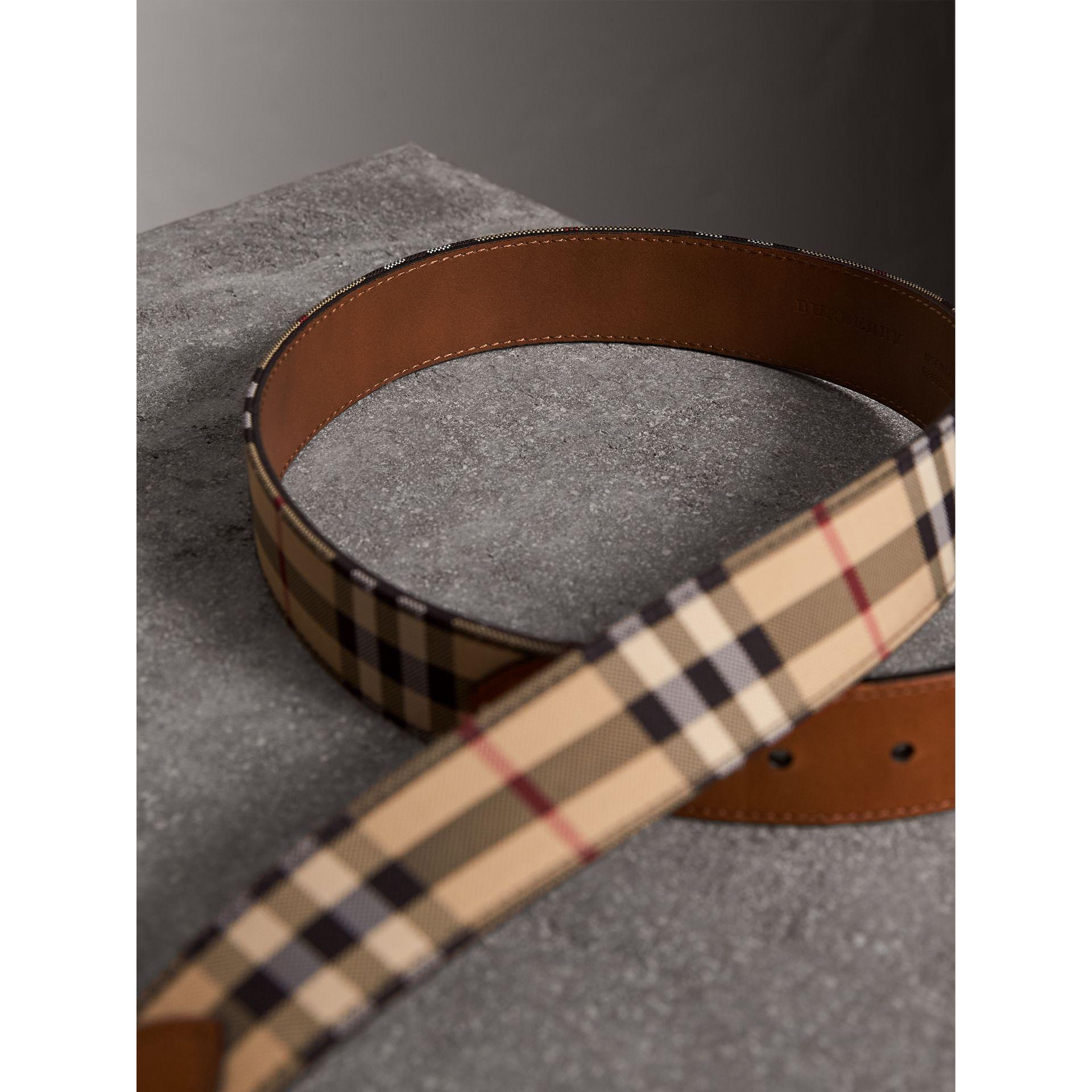 Burberry Horseferry Check And Leather Belt for Men - Lyst