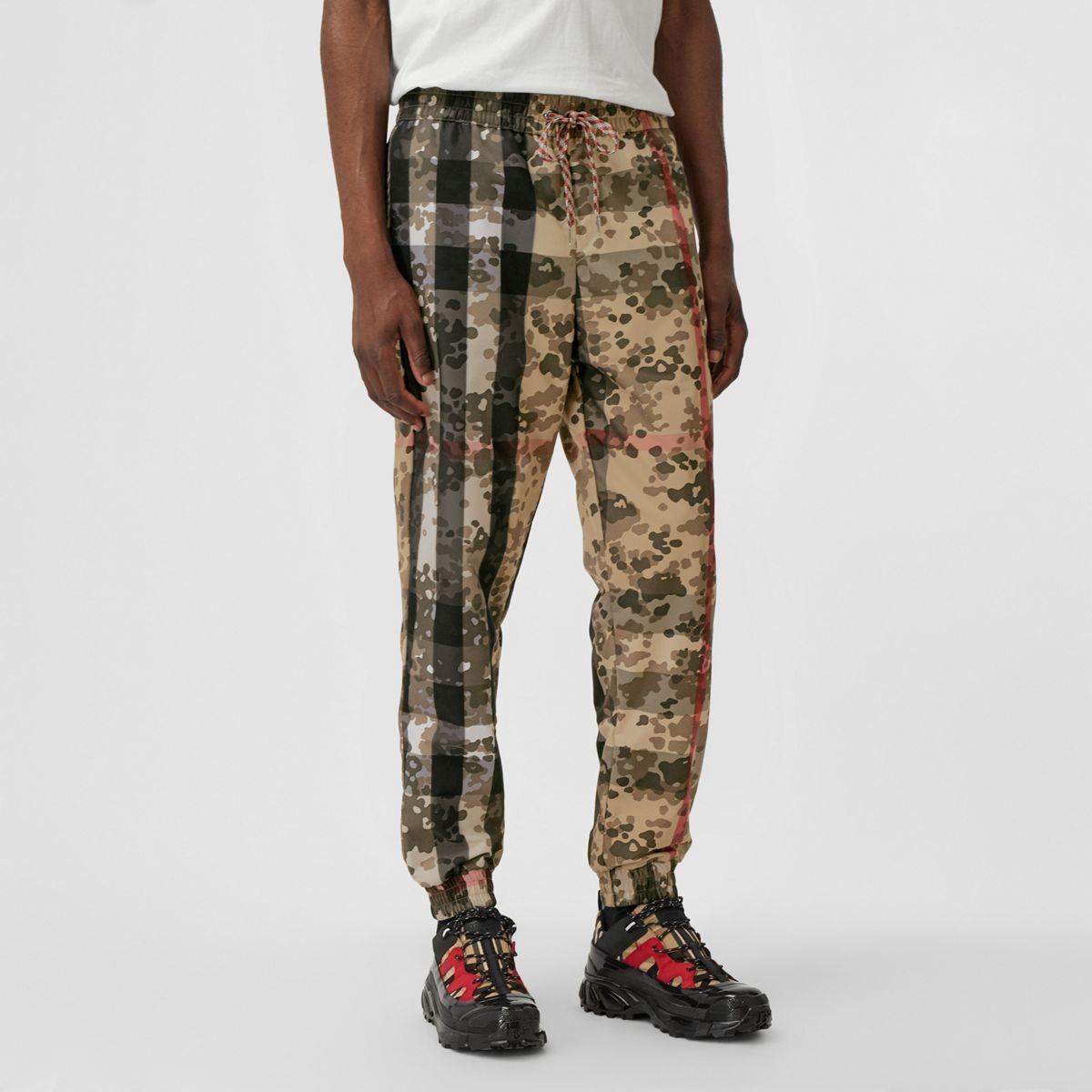 Burberry Camouflage Check Nylon Jogging Pants in for | Lyst