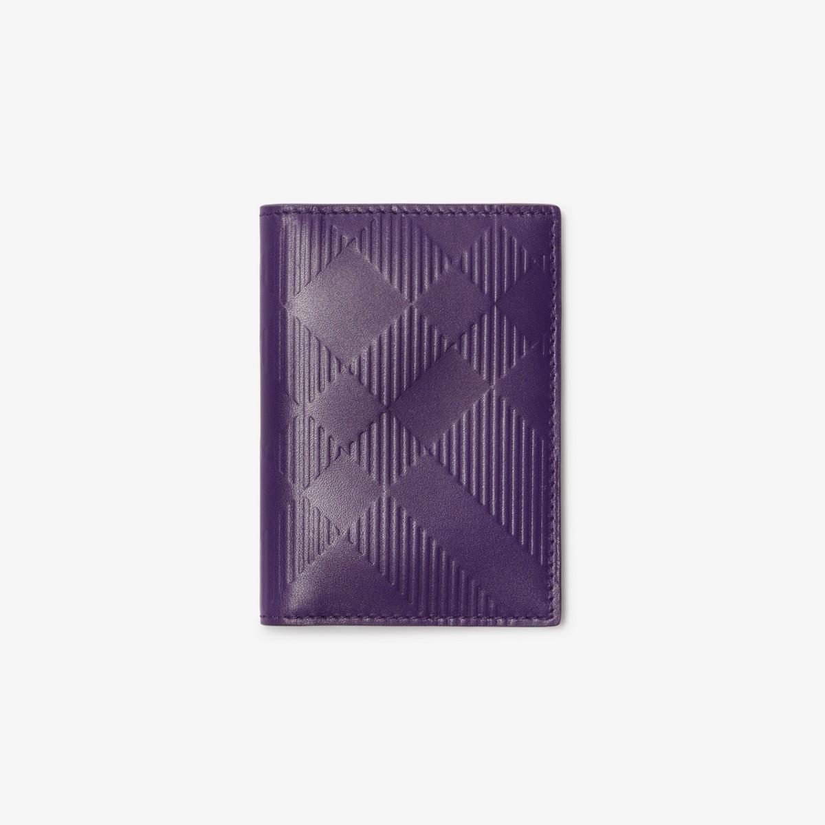 Burberry Check Leather Card Case in Purple for Men