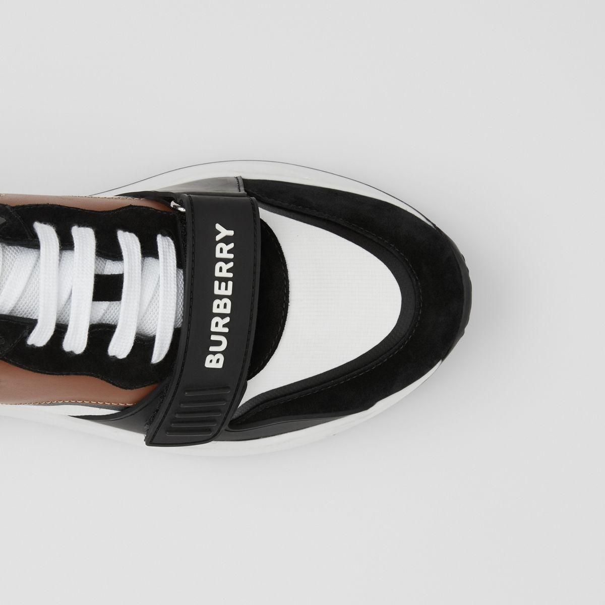 Burberry Leather, Suede And Vintage Check Sneakers in Black for Men | Lyst