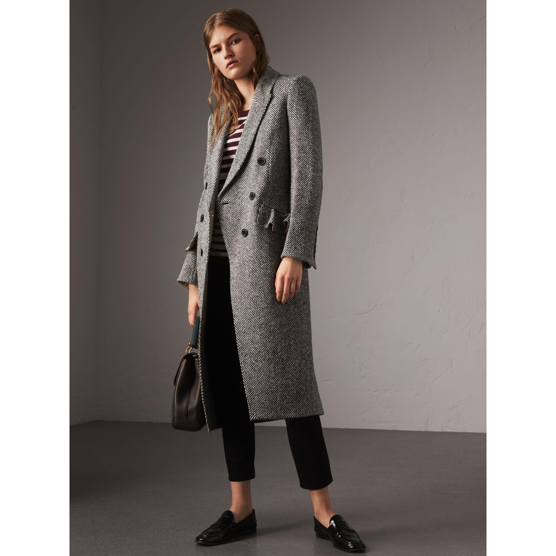 herringbone wool cashmere blend tailored jacket