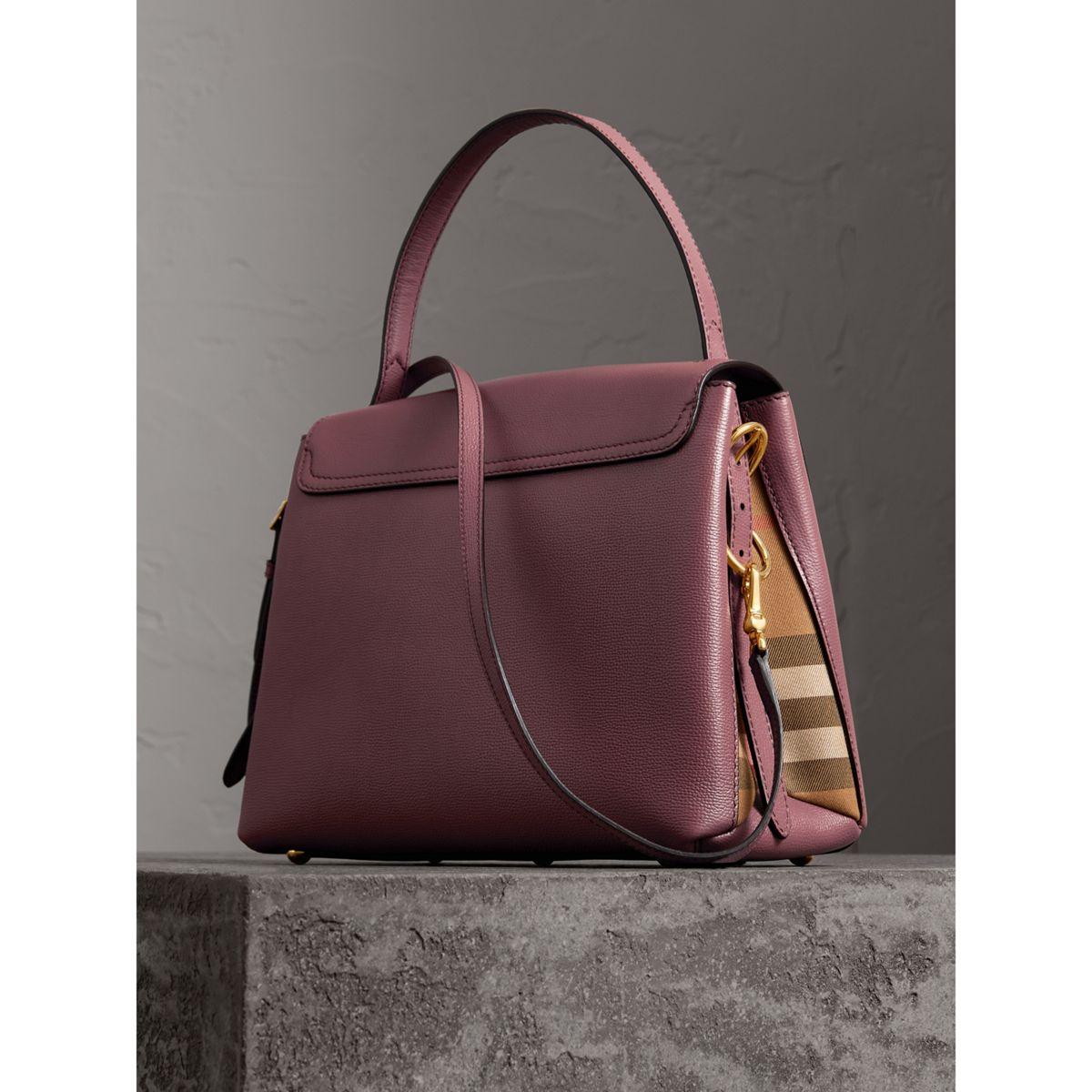 medium grainy leather and house check tote bag
