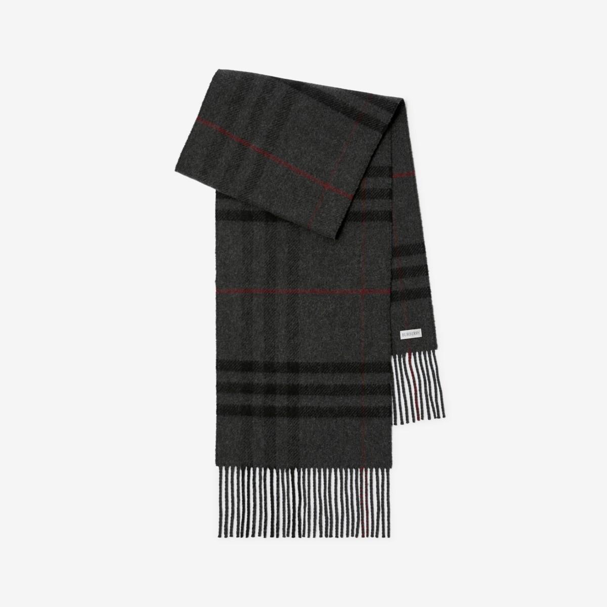 Burberry Check Wool Cashmere Scarf in Black | Lyst