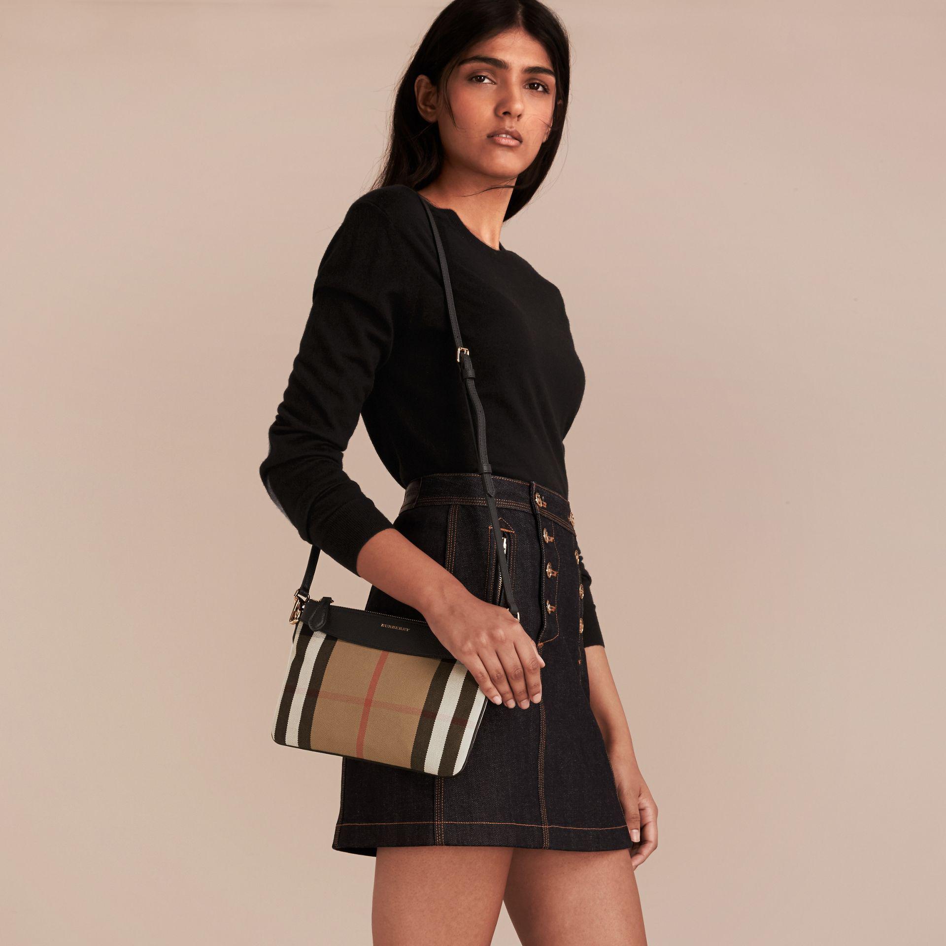 Burberry House Check And Leather Clutch Bag in Black | Lyst Canada