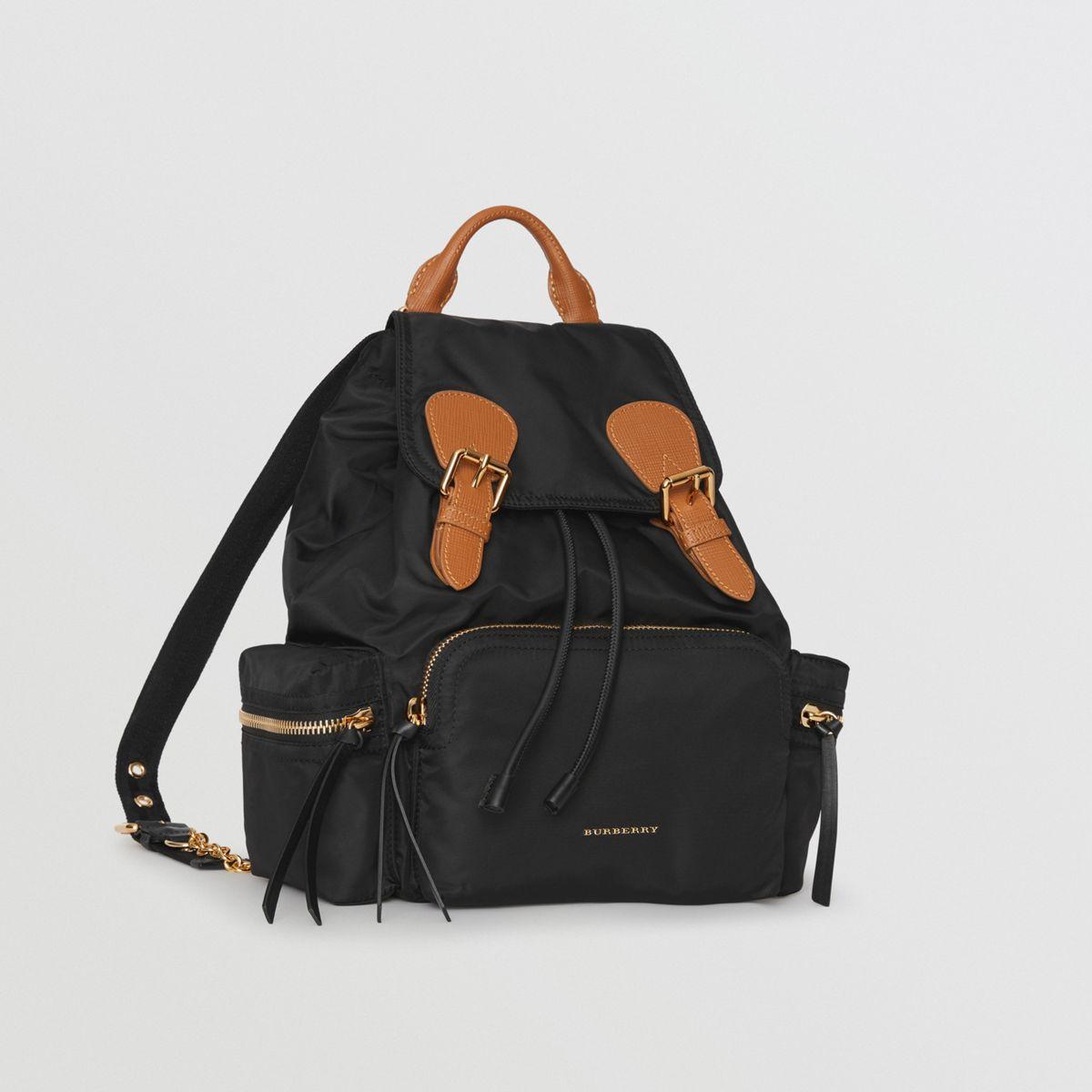 the medium rucksack in technical nylon and leather
