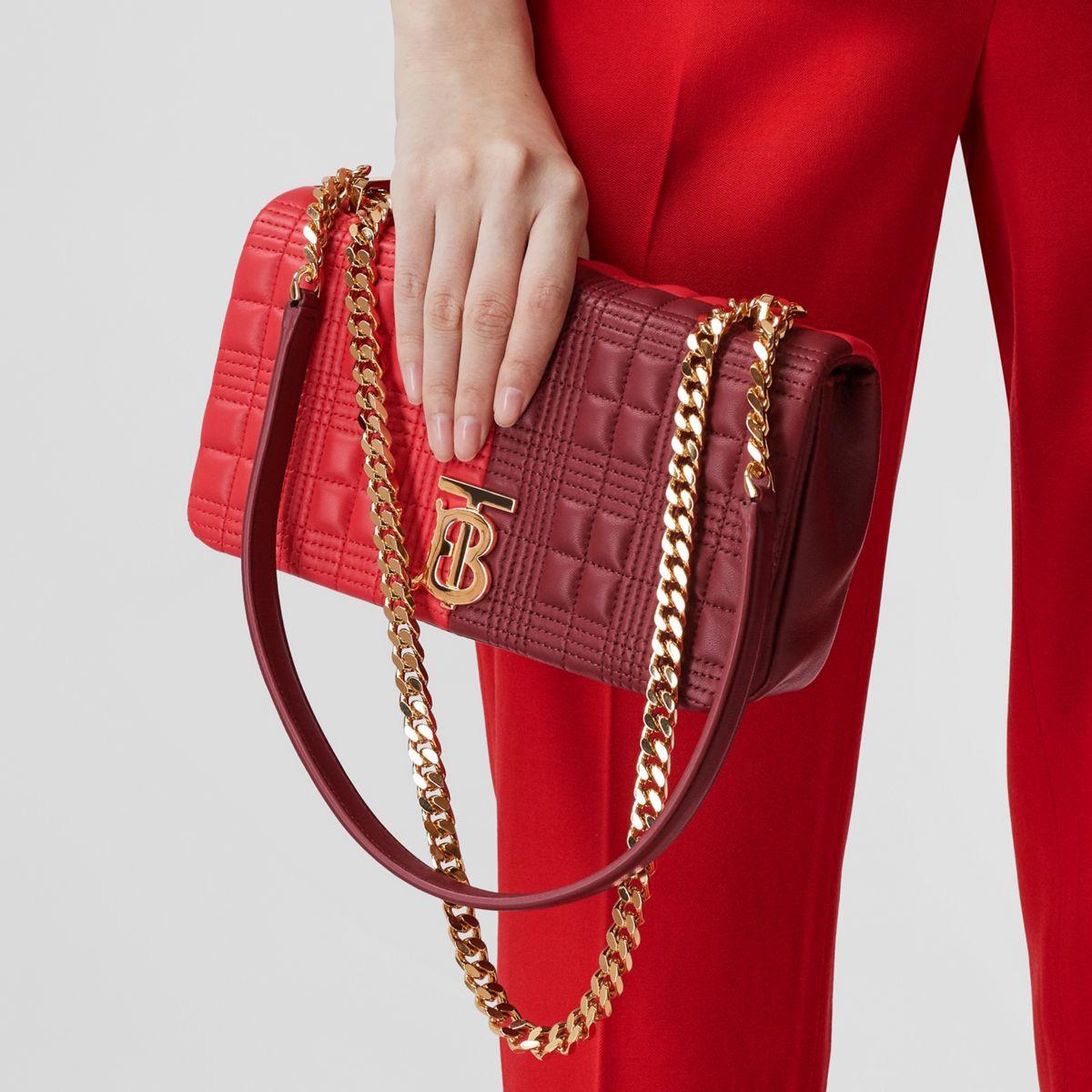 Burberry Small Quilted Colour Block Lambskin Lola Bag in Red | Lyst