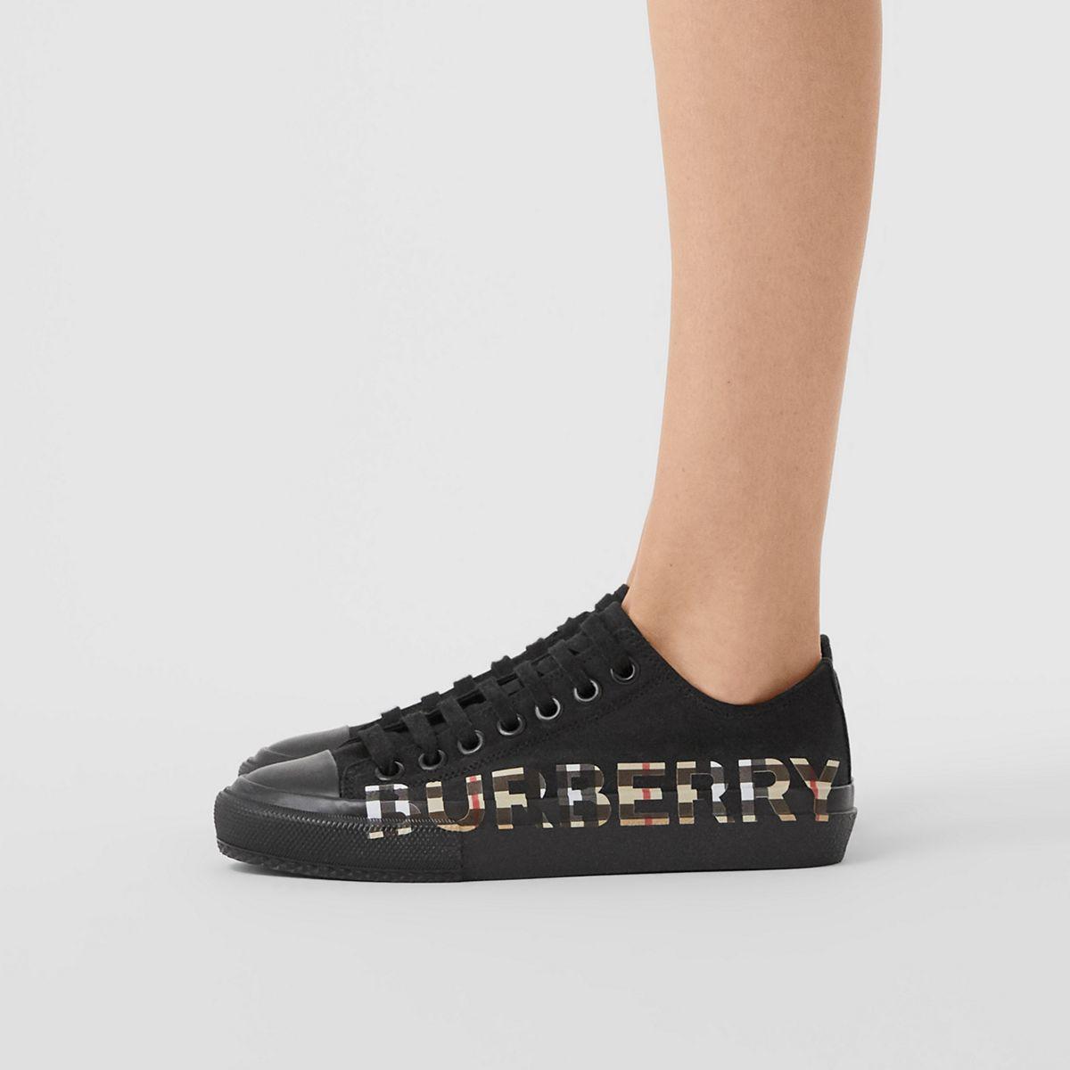 logo print cotton gabardine sneakers