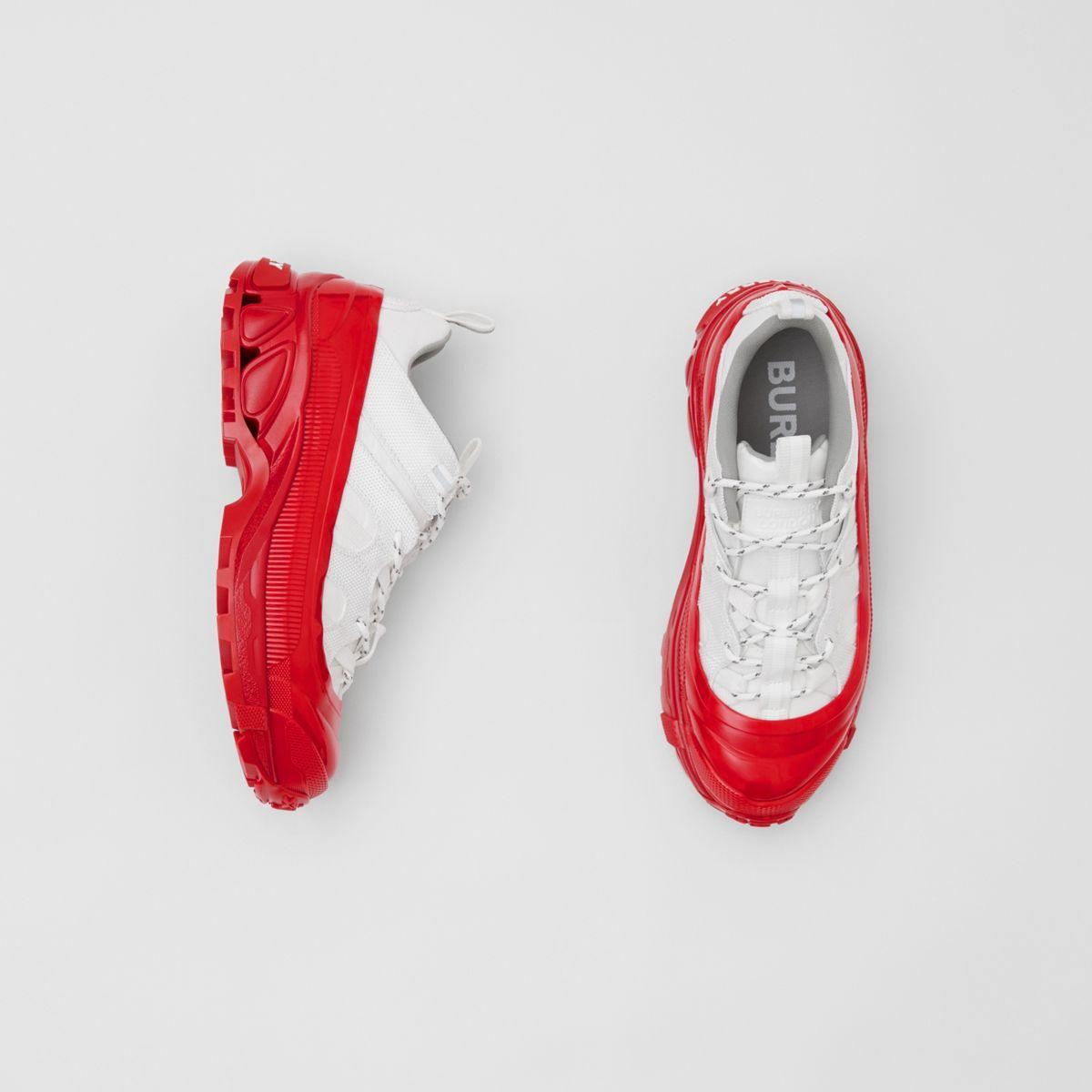 Burberry Nylon And Suede Arthur Sneakers in Red | Lyst