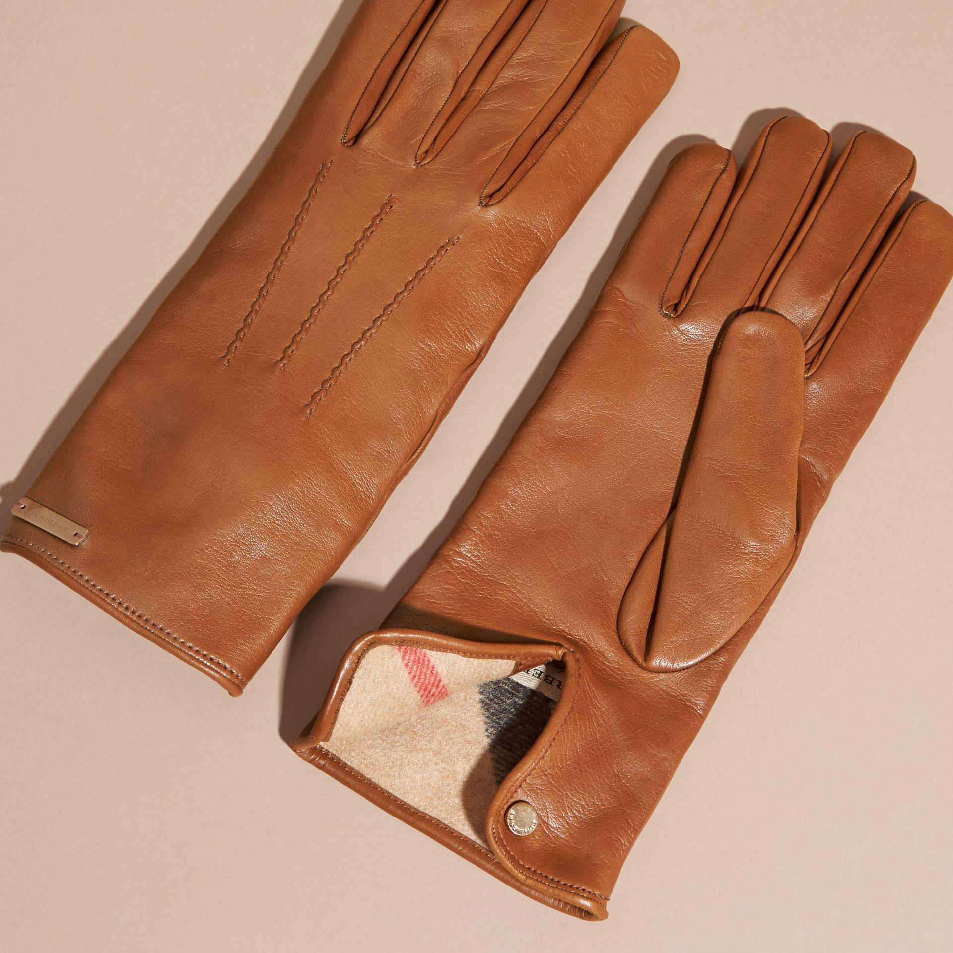 Burberry Cashmere Lined Lambskin Gloves Malt Brown for Men Lyst