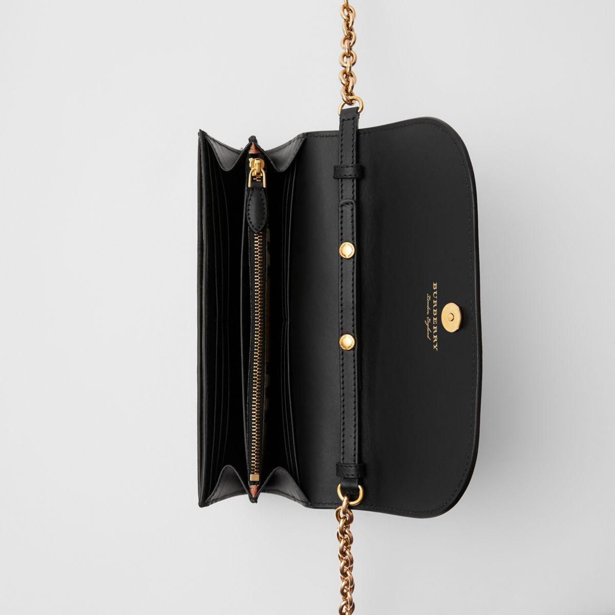 burberry vintage check wallet on chain black