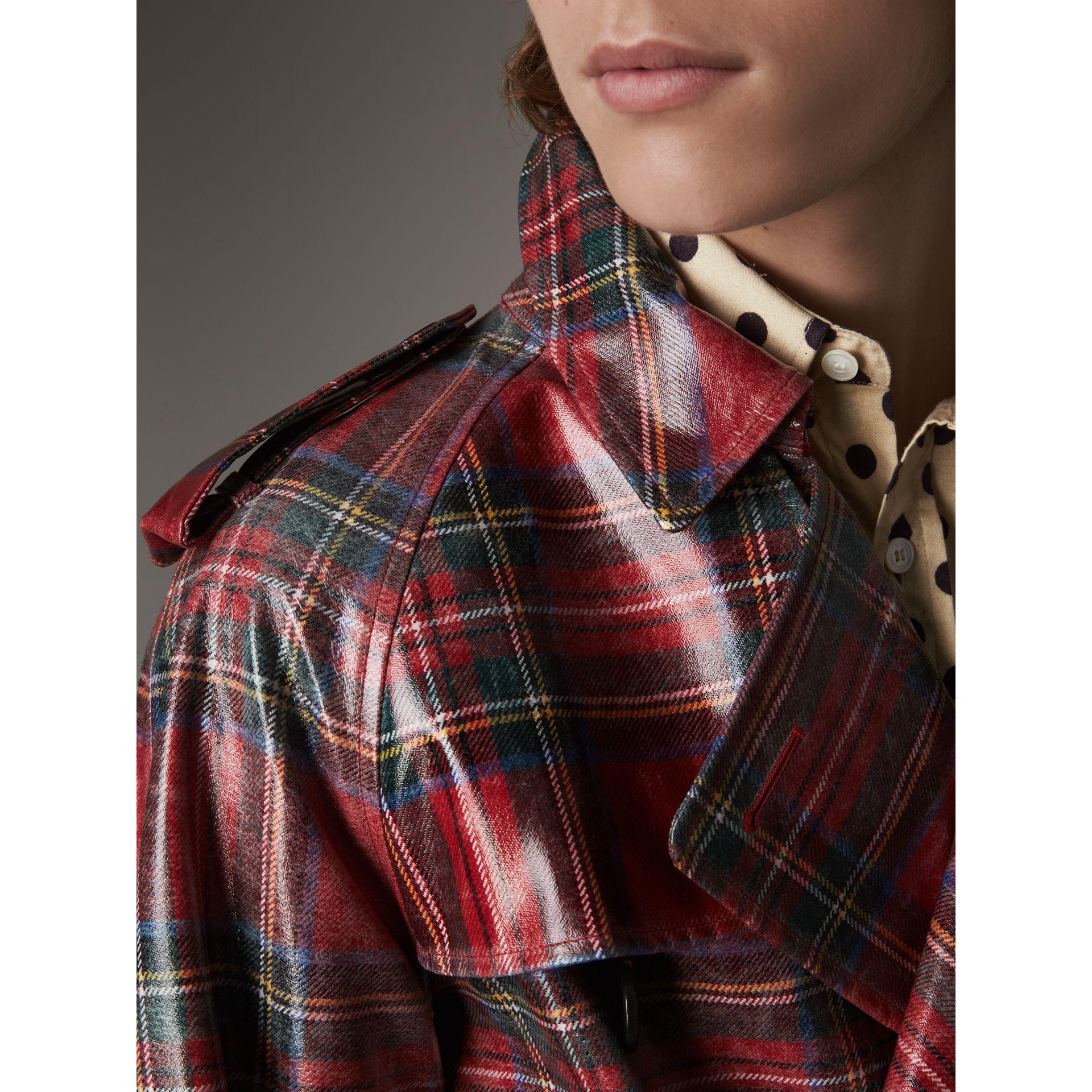 Burberry Laminated Tartan Wool Trench Coat in Bright Red (Red) for Men Lyst