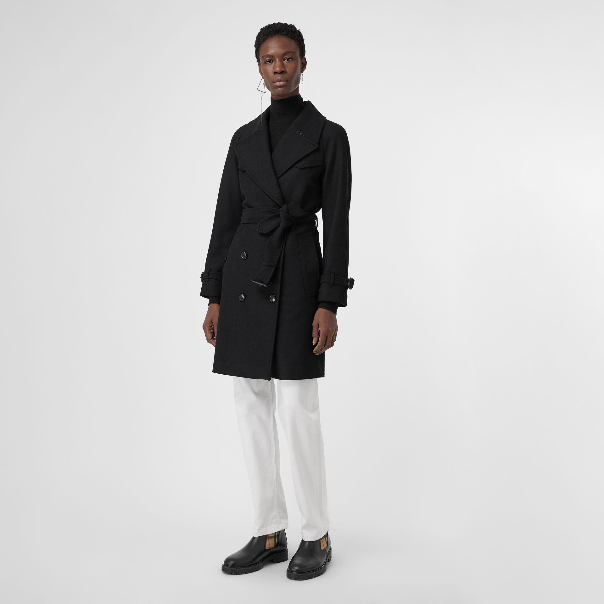 Burberry Herringbone Wool Cashmere Blend Trench Coat in Black - Lyst