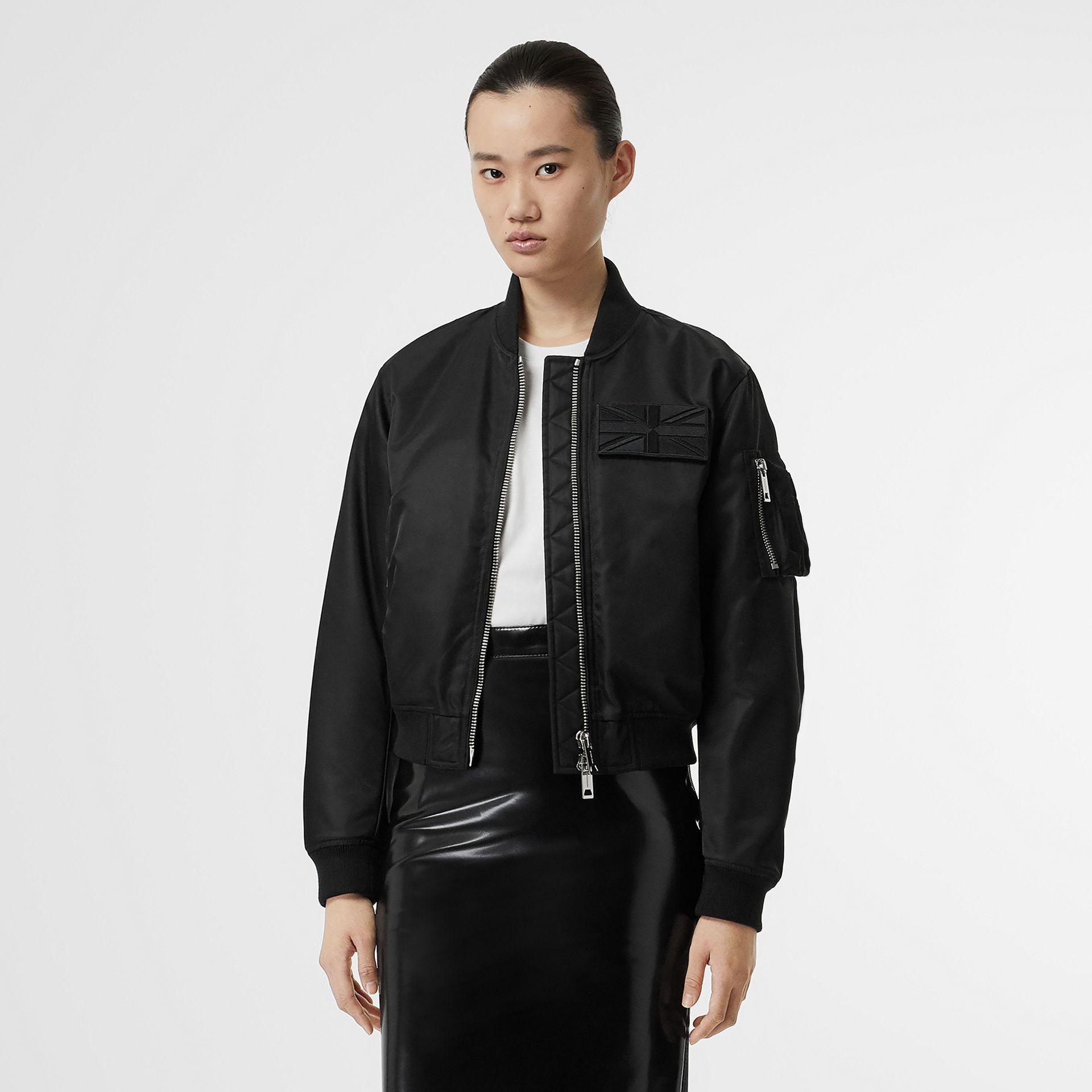 Burberry Synthetic Union Jack Motif Nylon Bomber Jacket in Black | Lyst