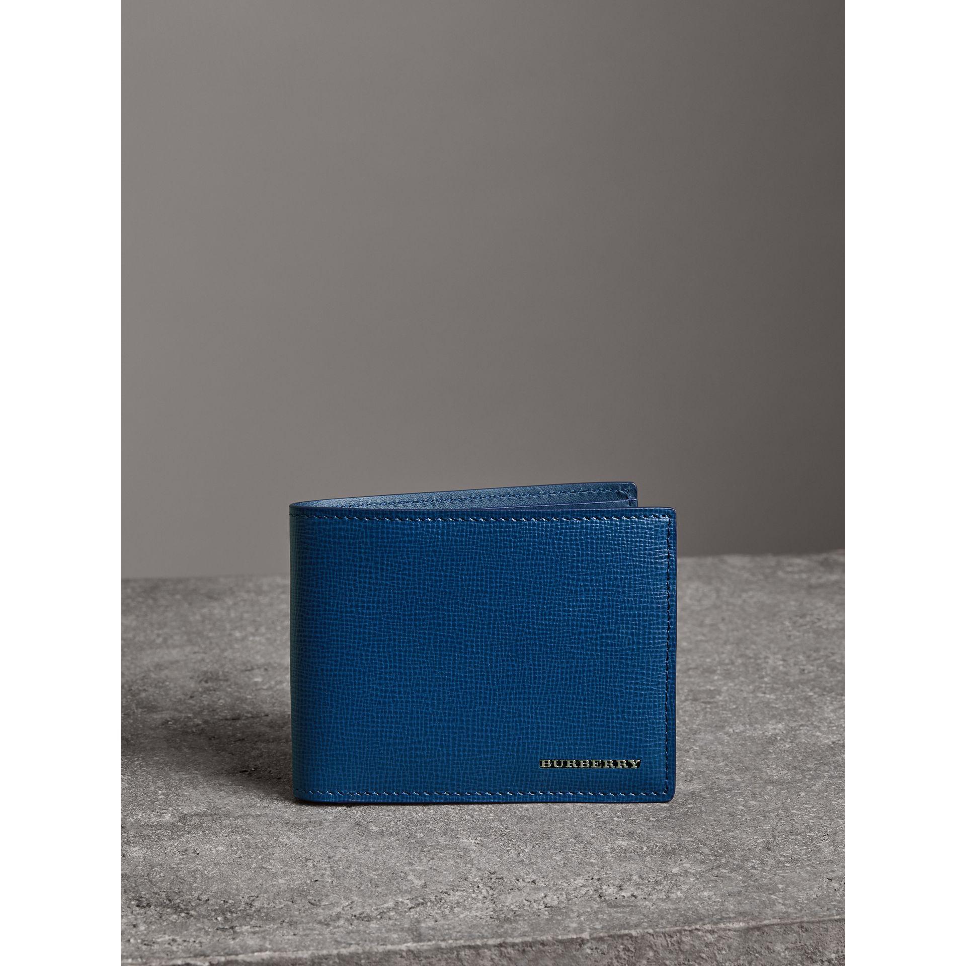 Burberry Grained Leather Bifold Wallet Mineral Blue for Men Lyst