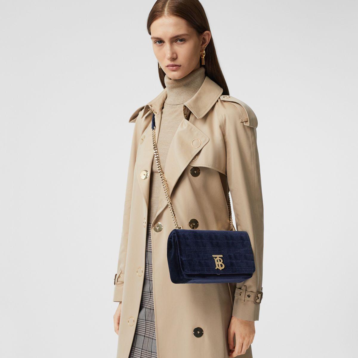 Burberry Small Quilted Velvet Lola Bag in Blue | Lyst