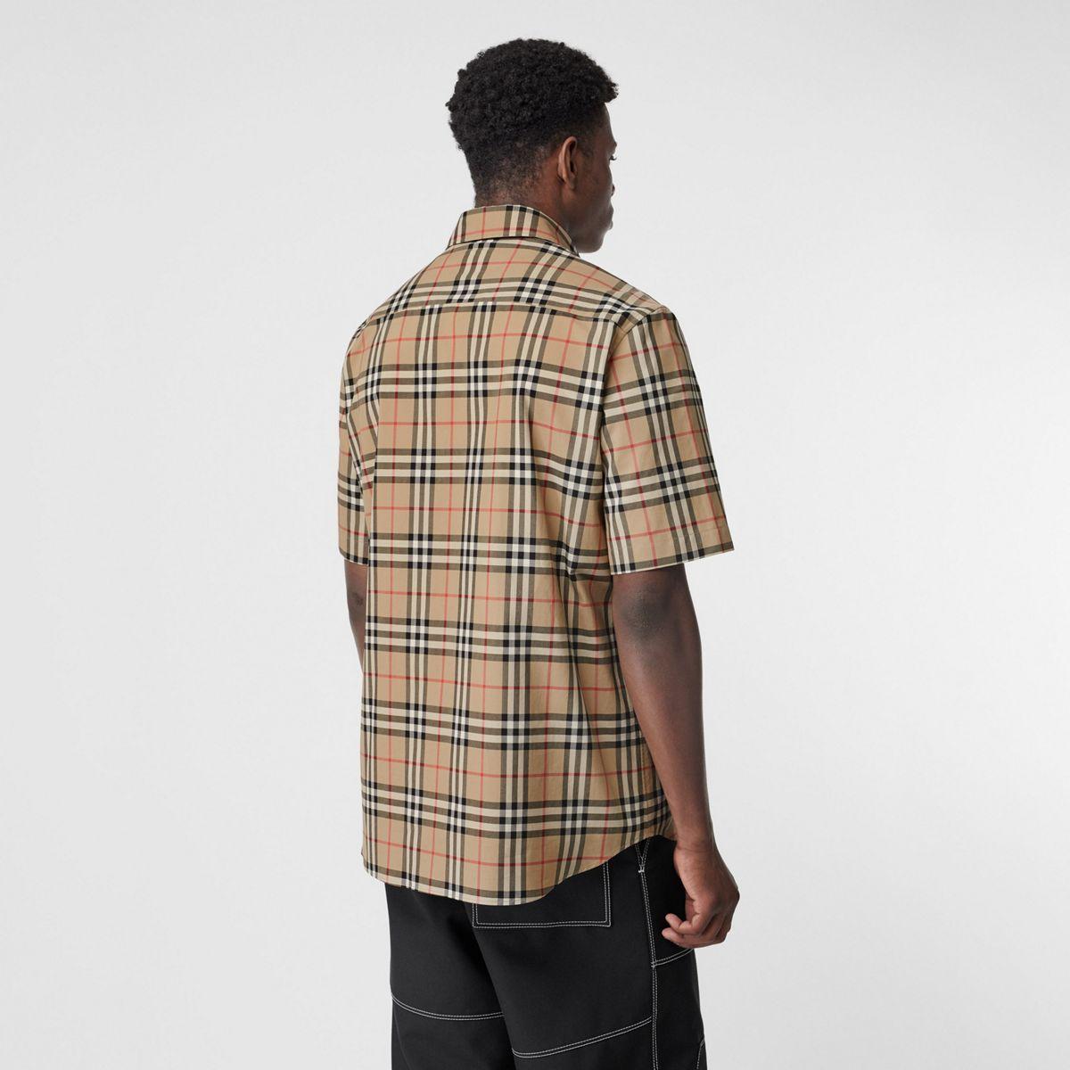 Burberry Short-sleeve Vintage Check Cotton Oversized Shirt in Beige  (Natural) for Men | Lyst