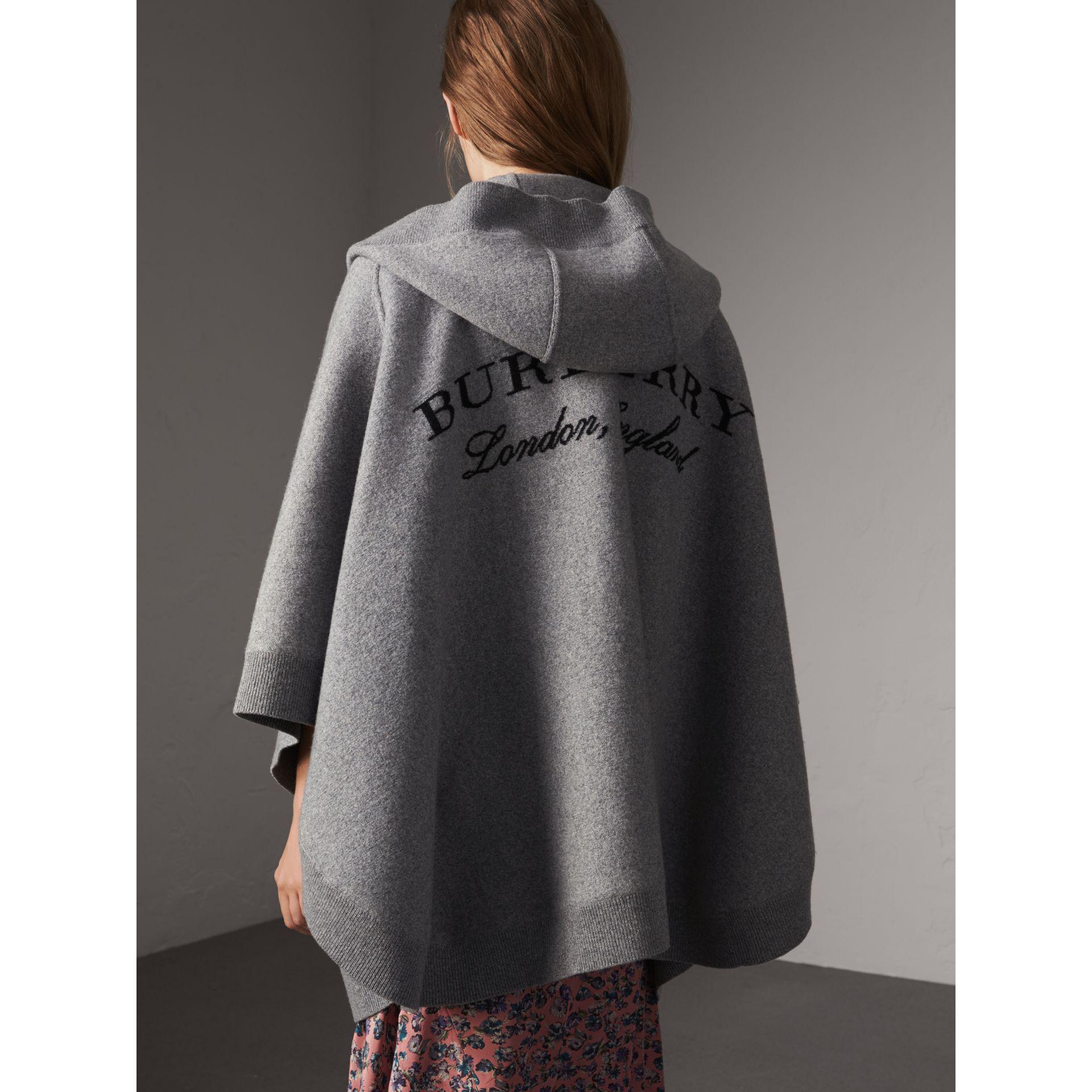 Burberry Wool Cashmere Blend Hooded Poncho in Mid Grey Melange (Grey) |  Lyst Canada