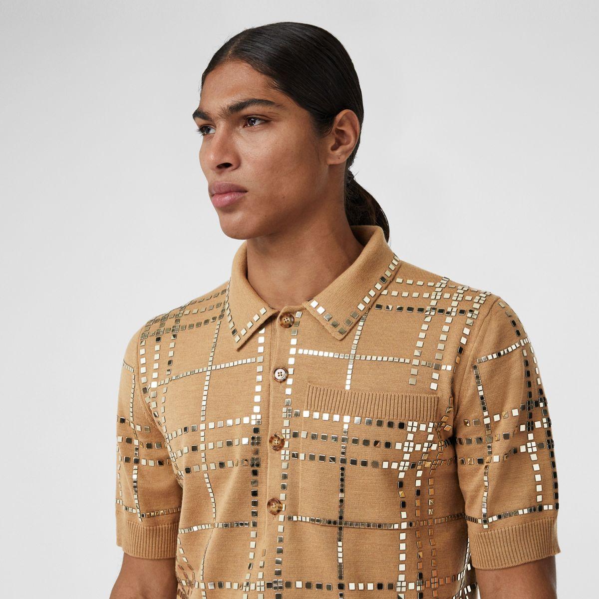 Mirrored Check Wool Polo Shirt for Men - Lyst